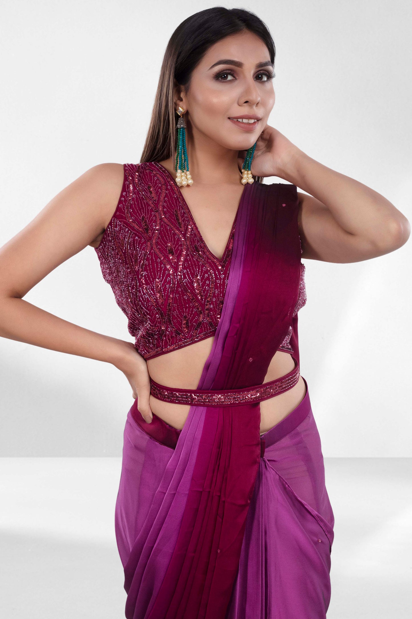Pre-Stitched Saree W/ Readymade Blouse - D087