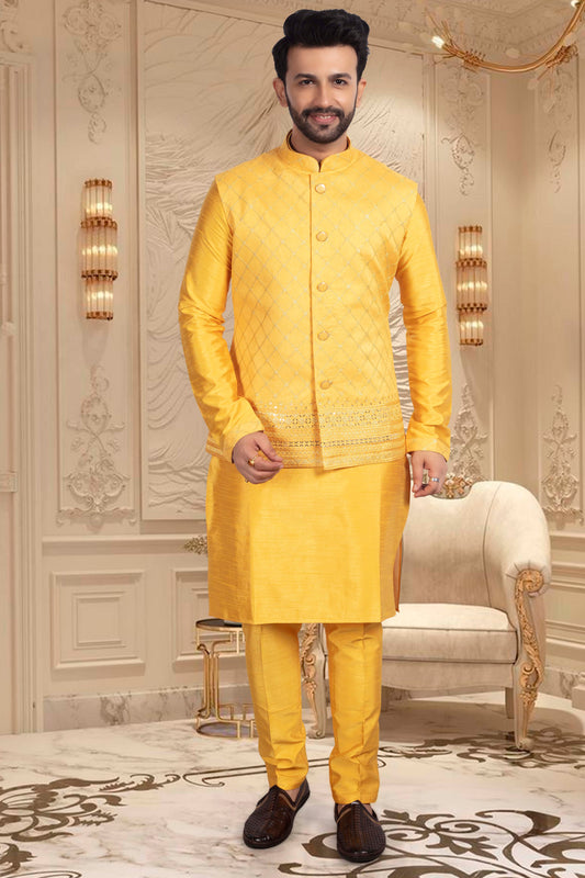 Groomsmen Kurta with vest sample- U2S355