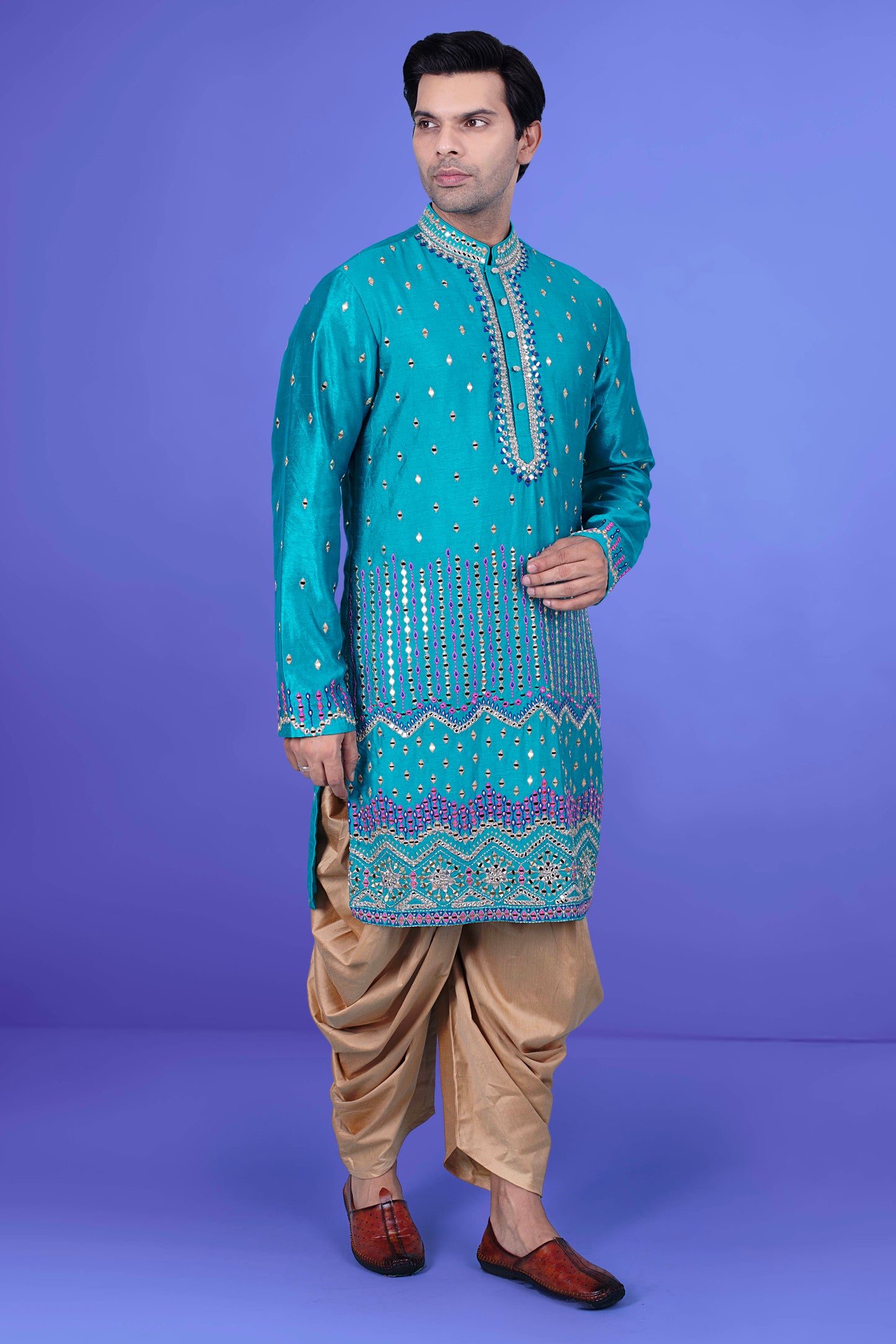 Mens Mirror work kurta salwar J171-N217