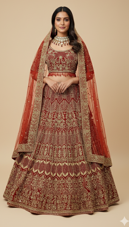 True Red Bridal Lehenga BL-125