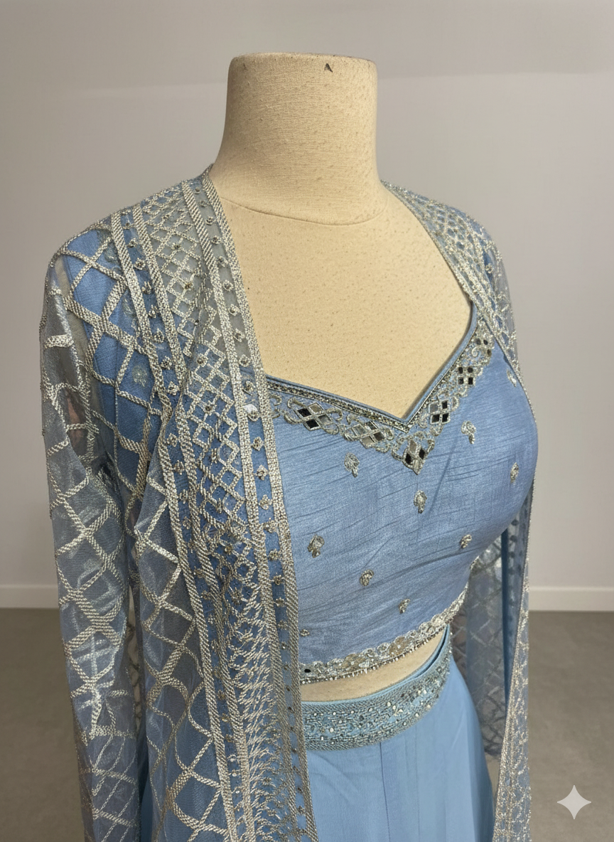 Powder Blue Bridesmaids Lehenga BML-036