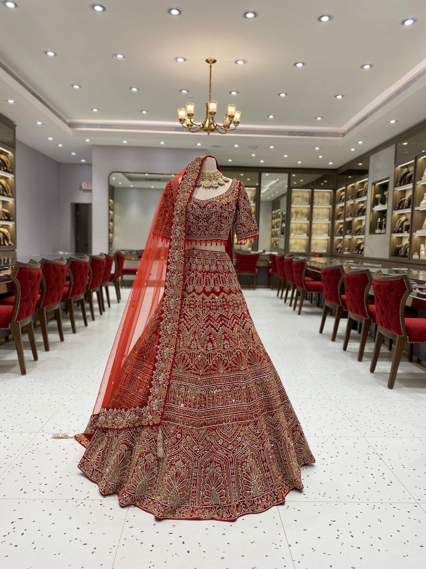 Bright Red Bridal Lehenga BL-124