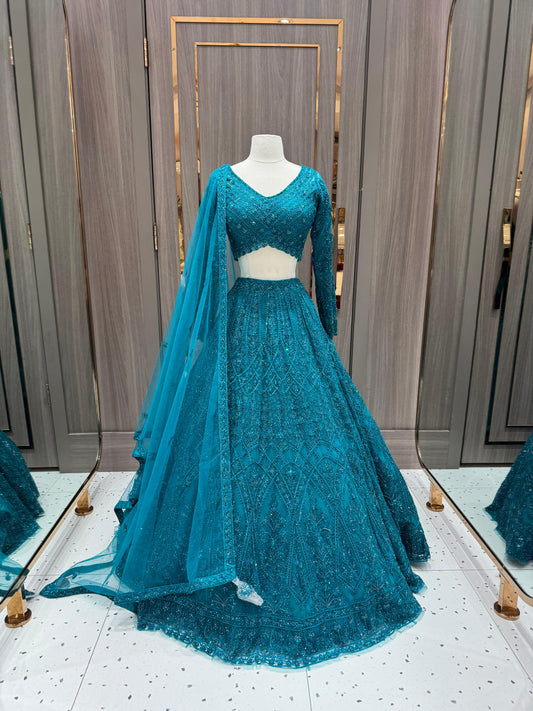 Teal Bridal Lehenga BL-099