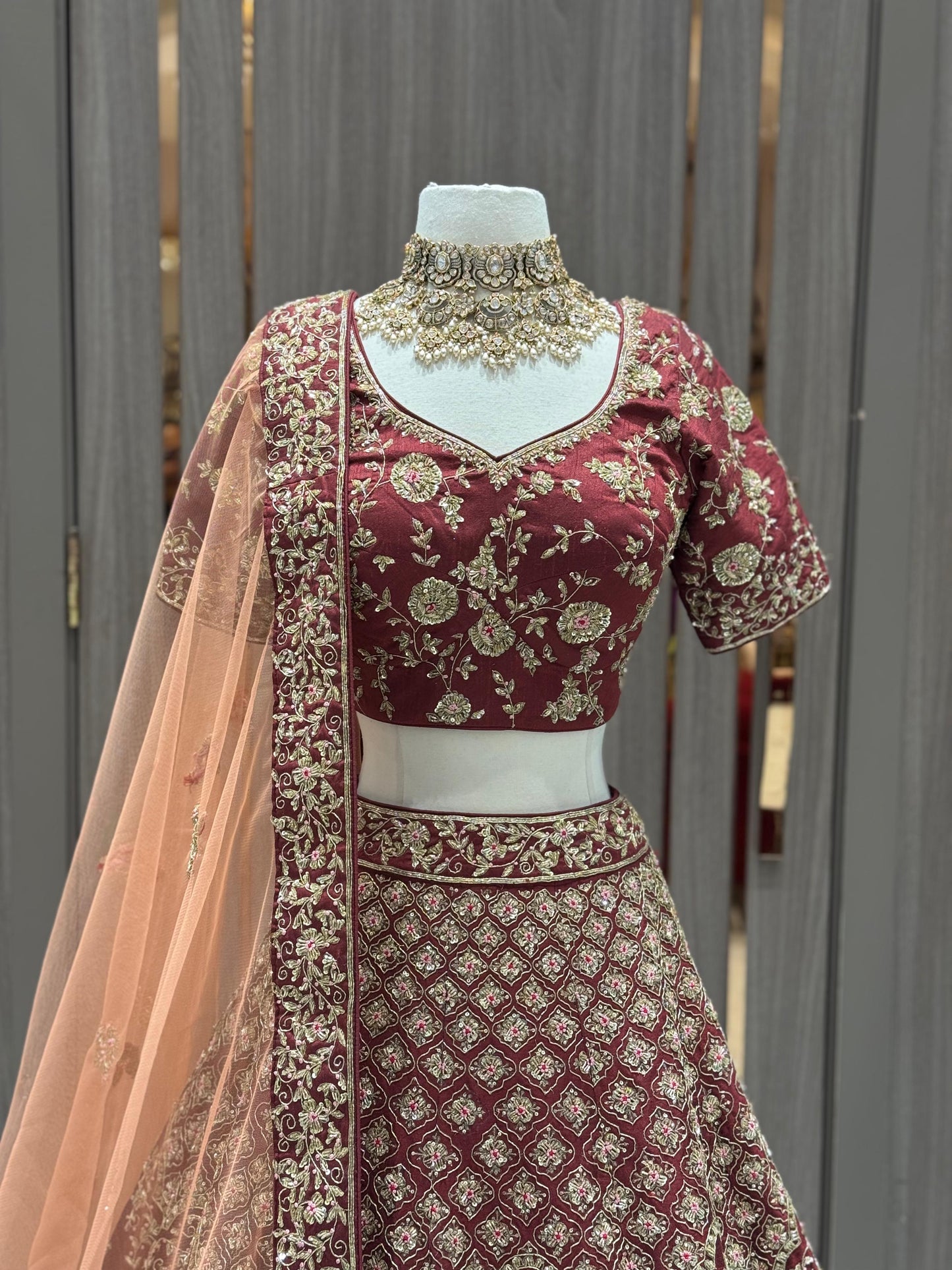 Maroon Bridal Lehenga BL-055