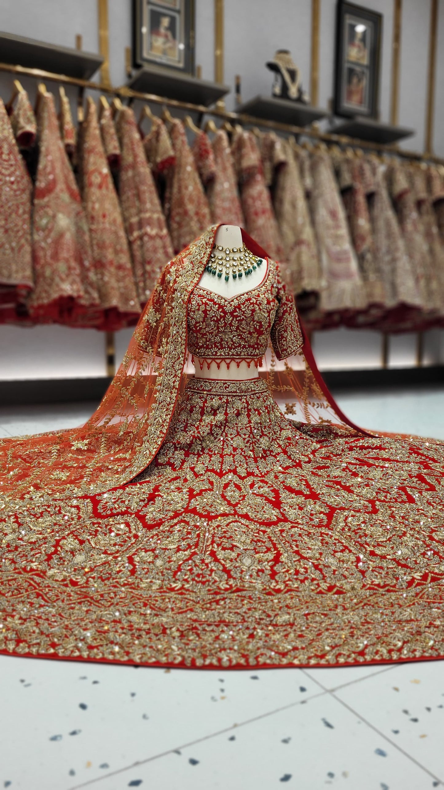 Bright Red Bridal Lehenga BL-127