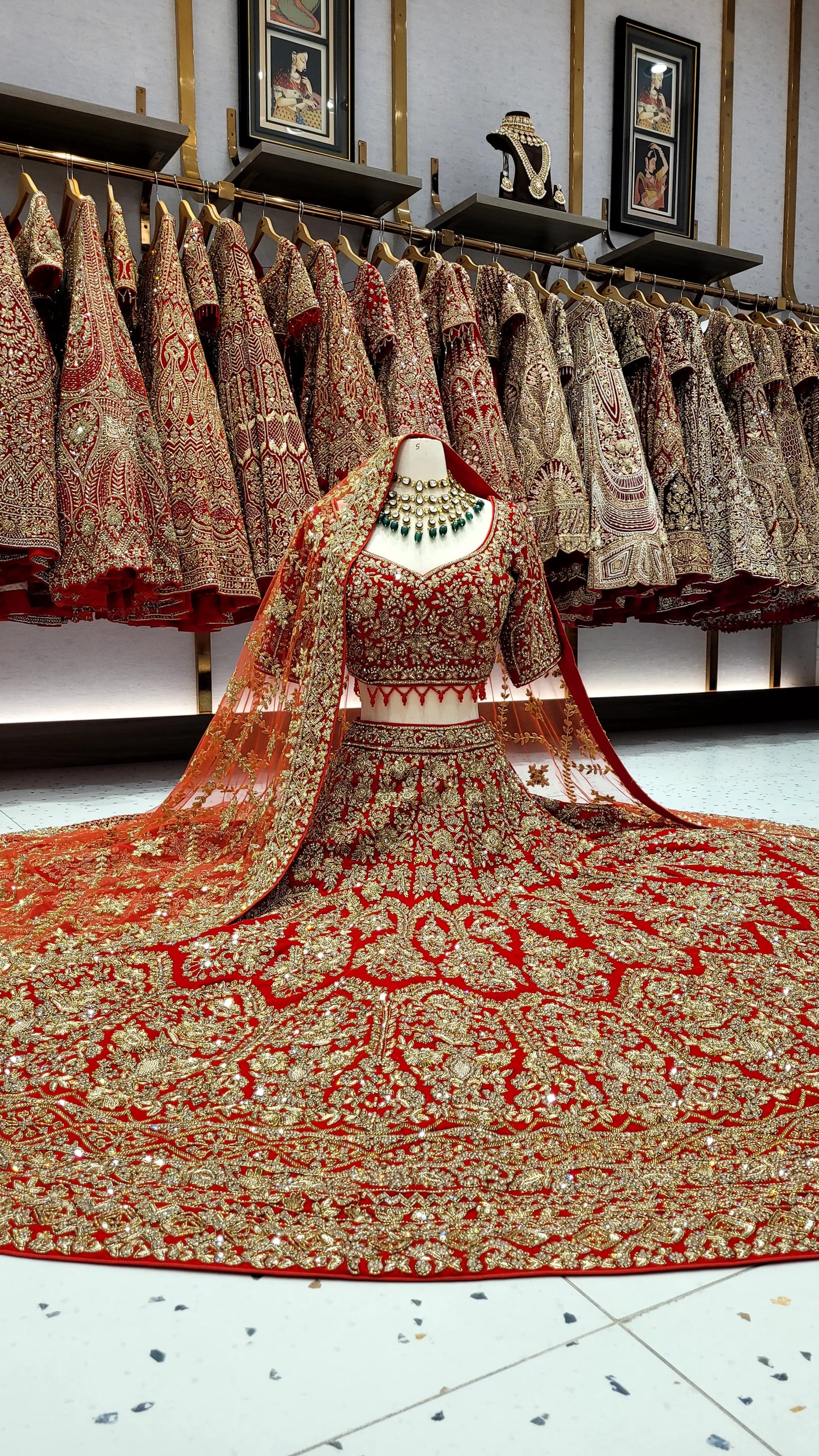 Bright Red Bridal Lehenga BL-127