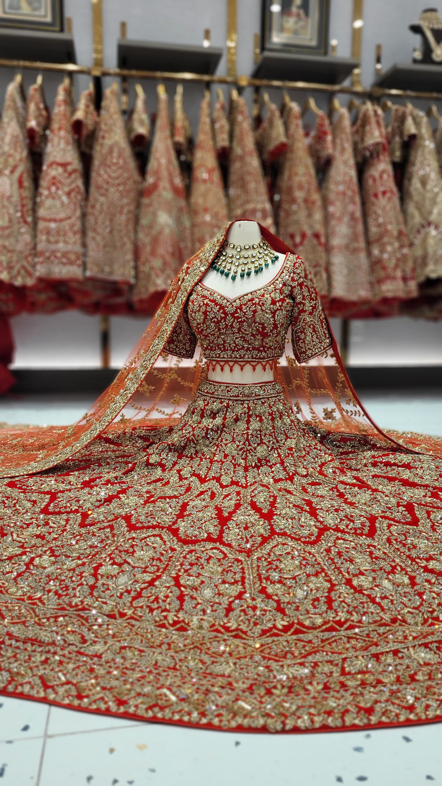 Bright Red Bridal Lehenga BL-127