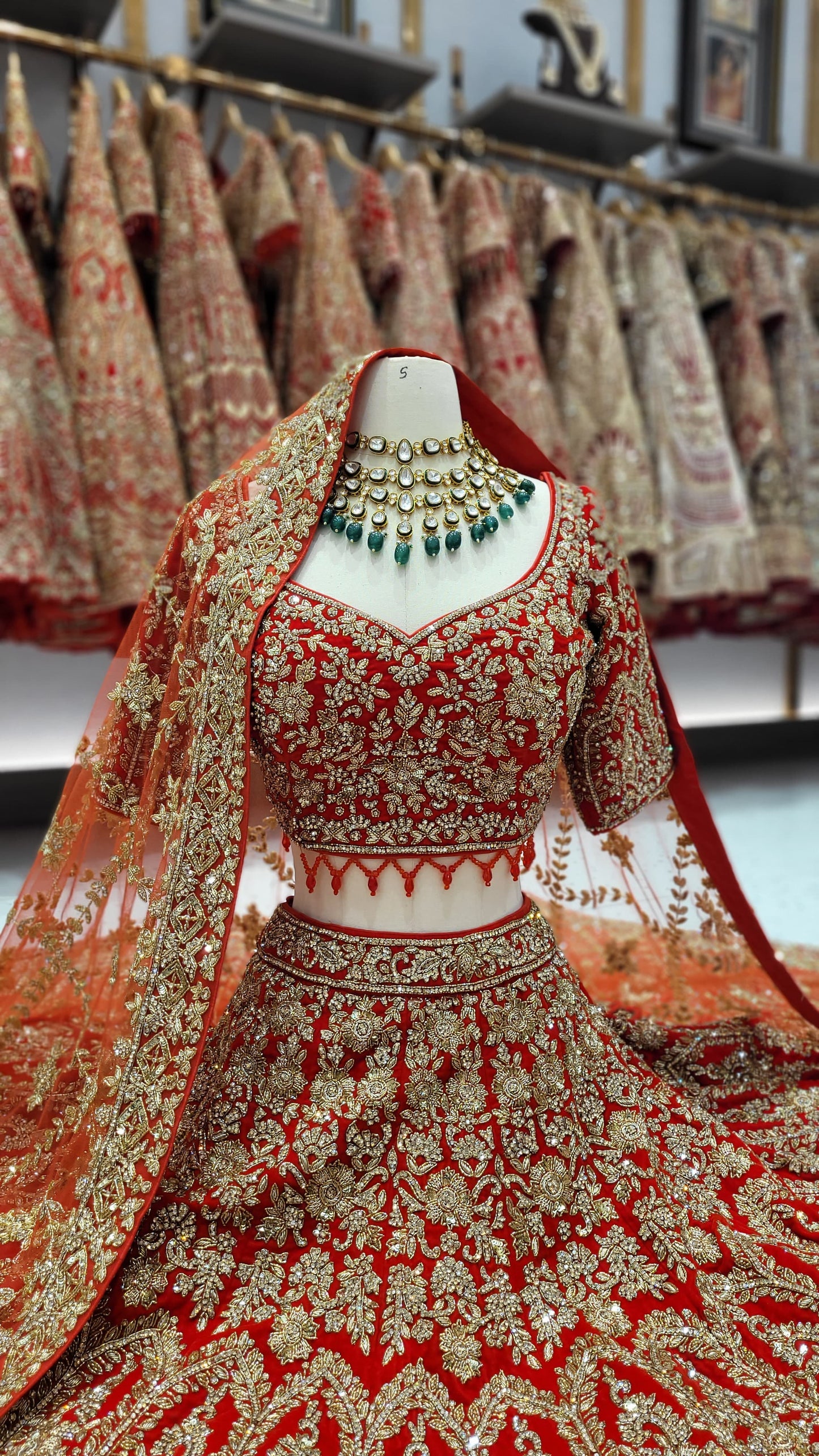 Bright Red Bridal Lehenga BL-127