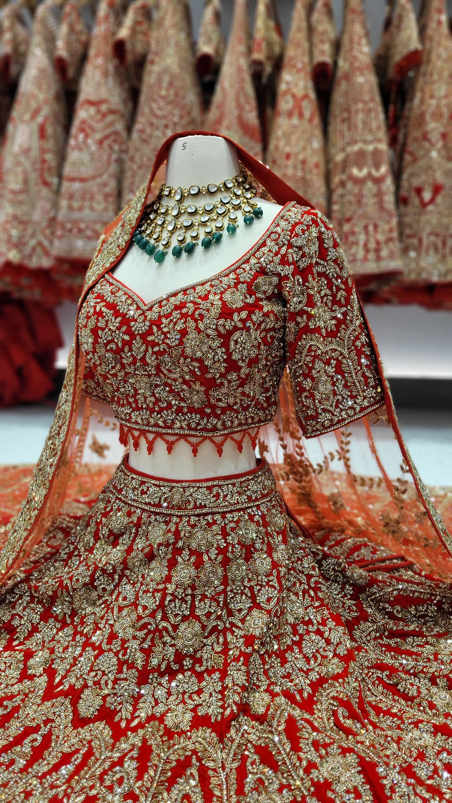 Bright Red Bridal Lehenga BL-127