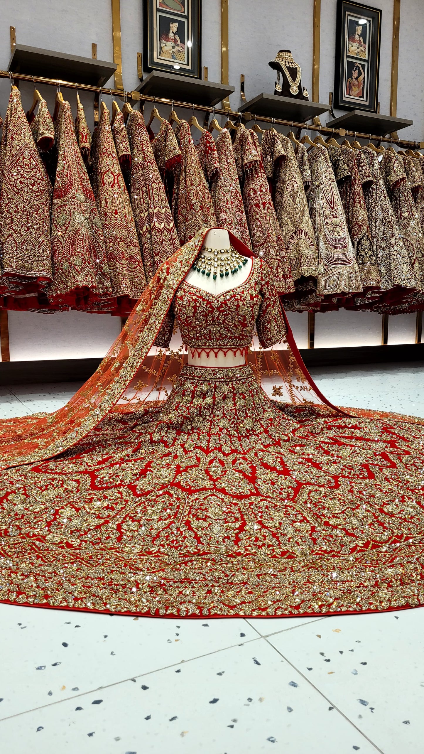Bright Red Bridal Lehenga BL-127