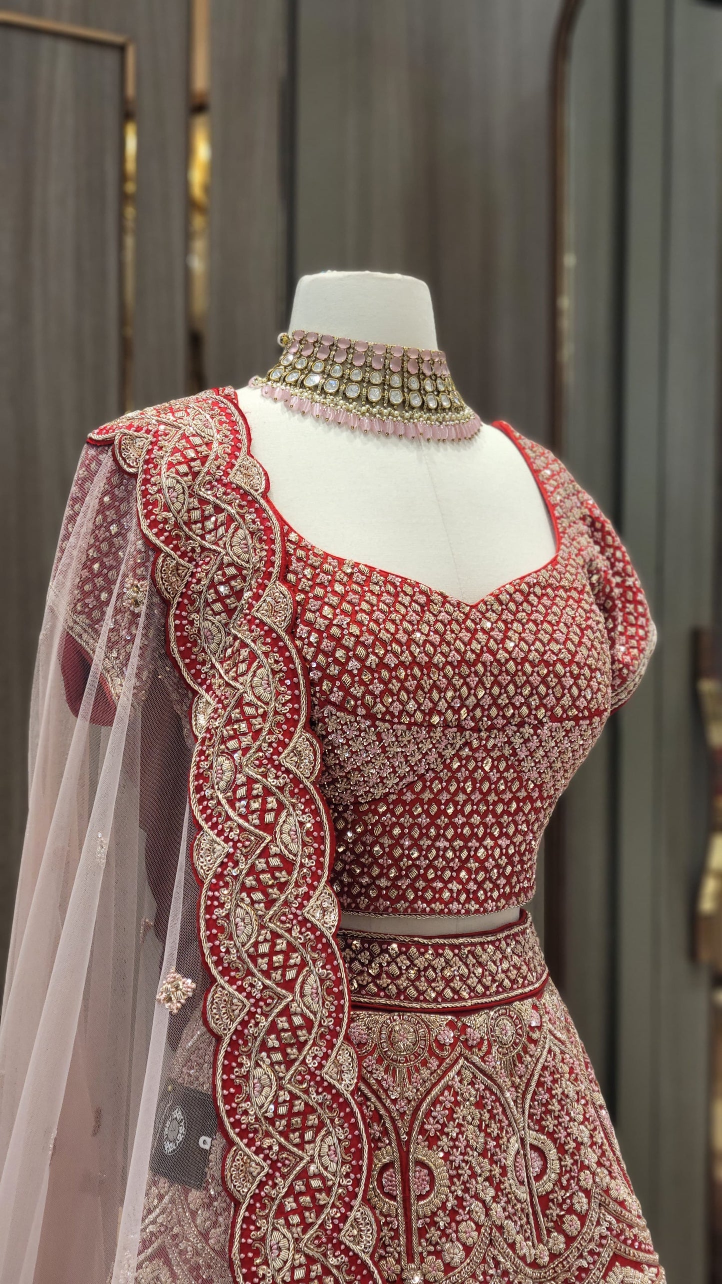 Bright Red Bridal Lehenga BL-106