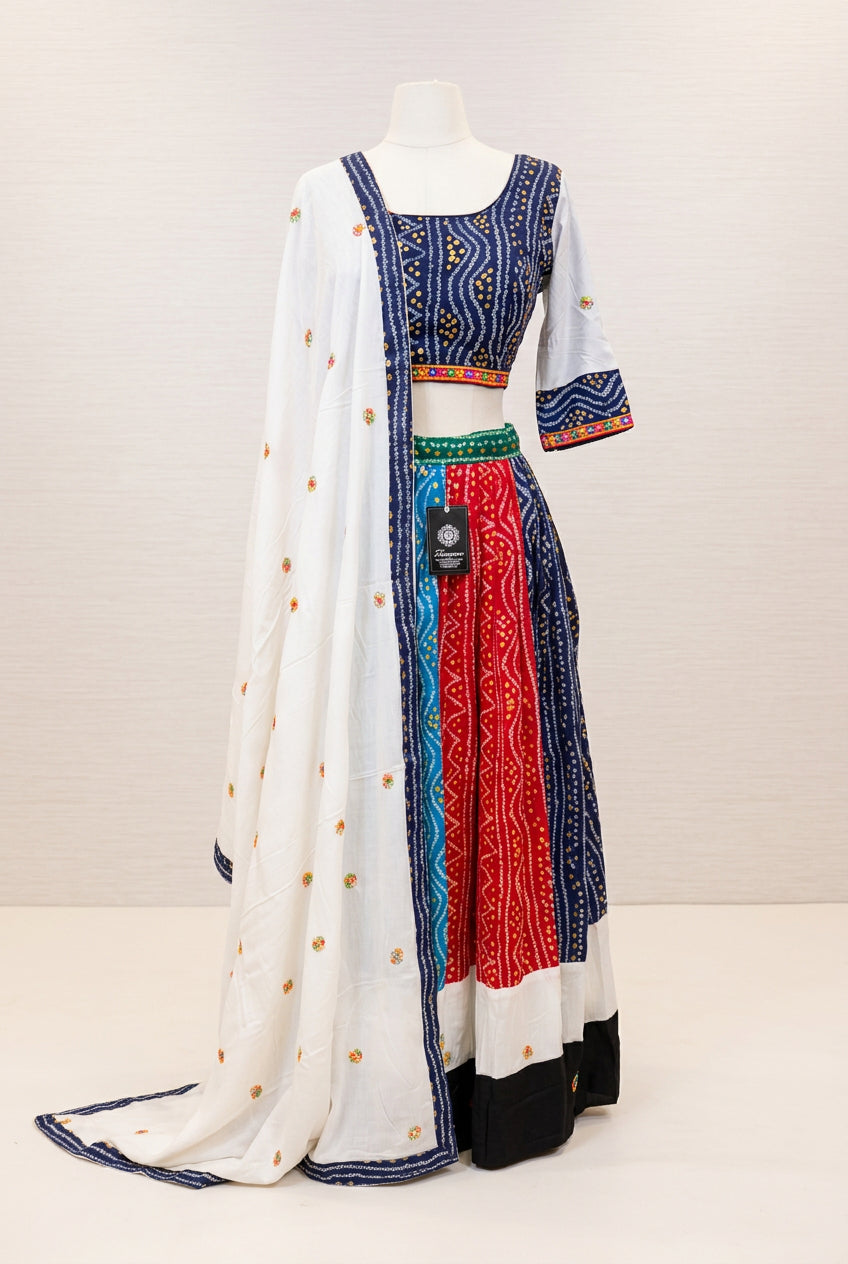 Multi-color Bandhani print Navratri Special Lehenga