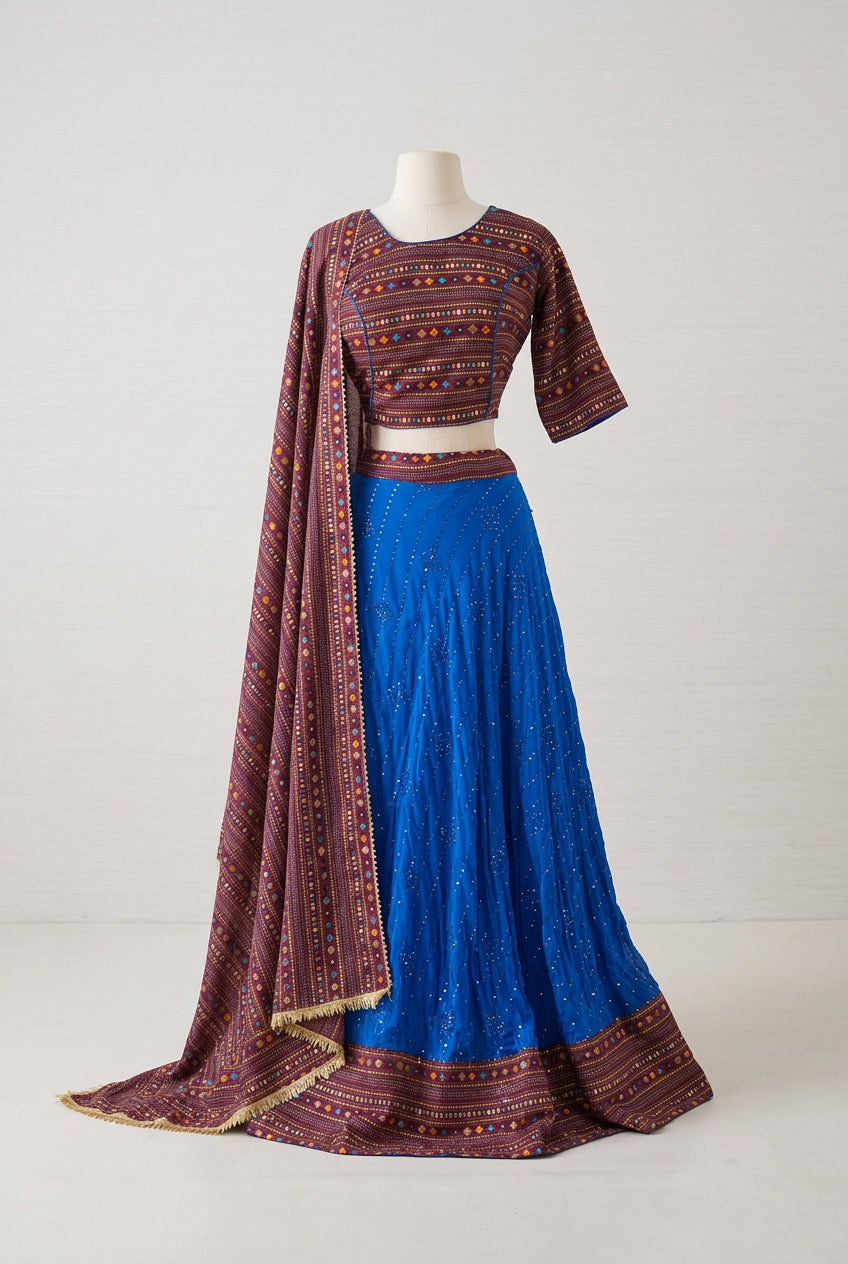 Vibrant Royal Blue Navratri Lehenga