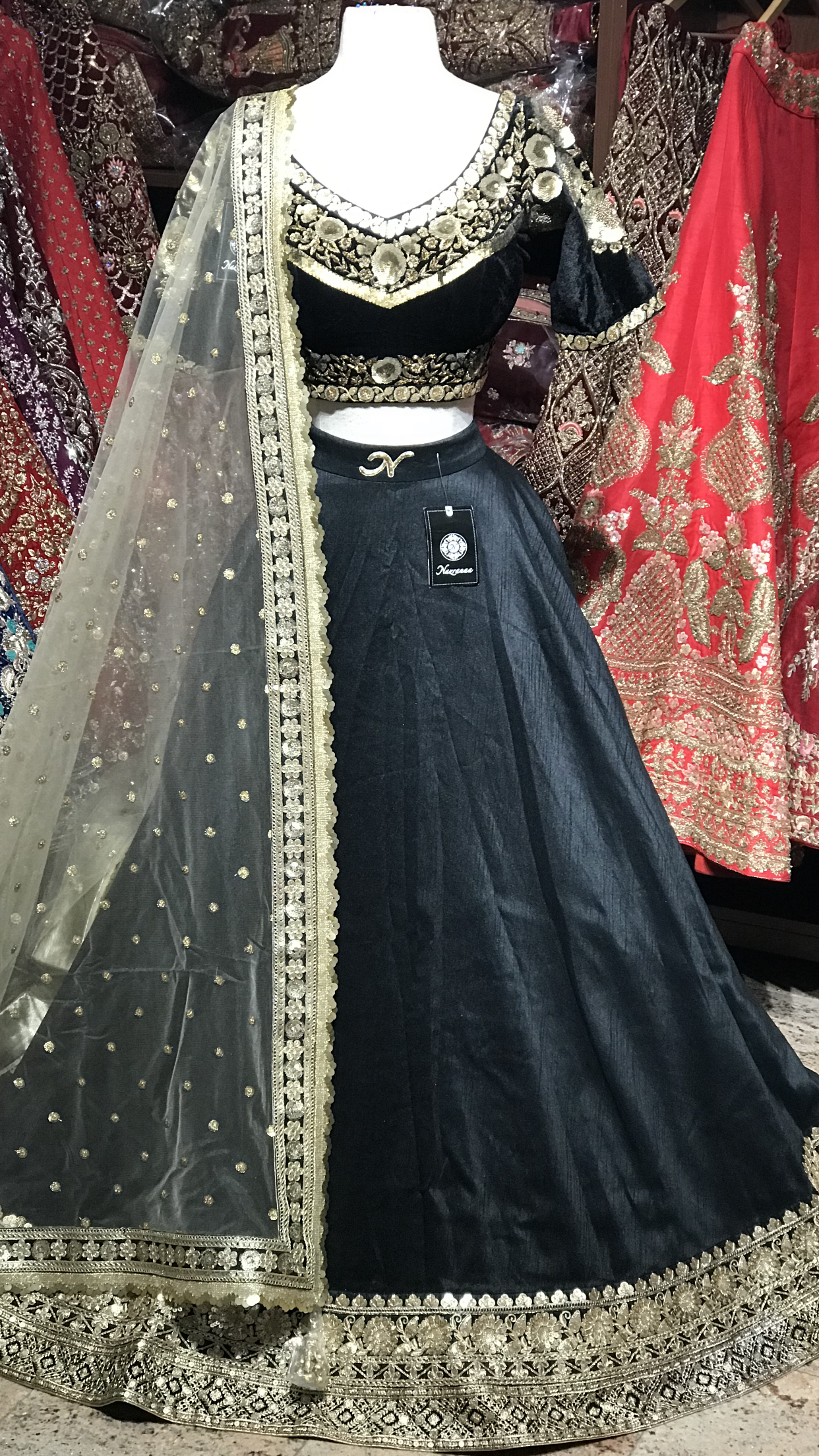 Black Size 38 A-line Lehenga