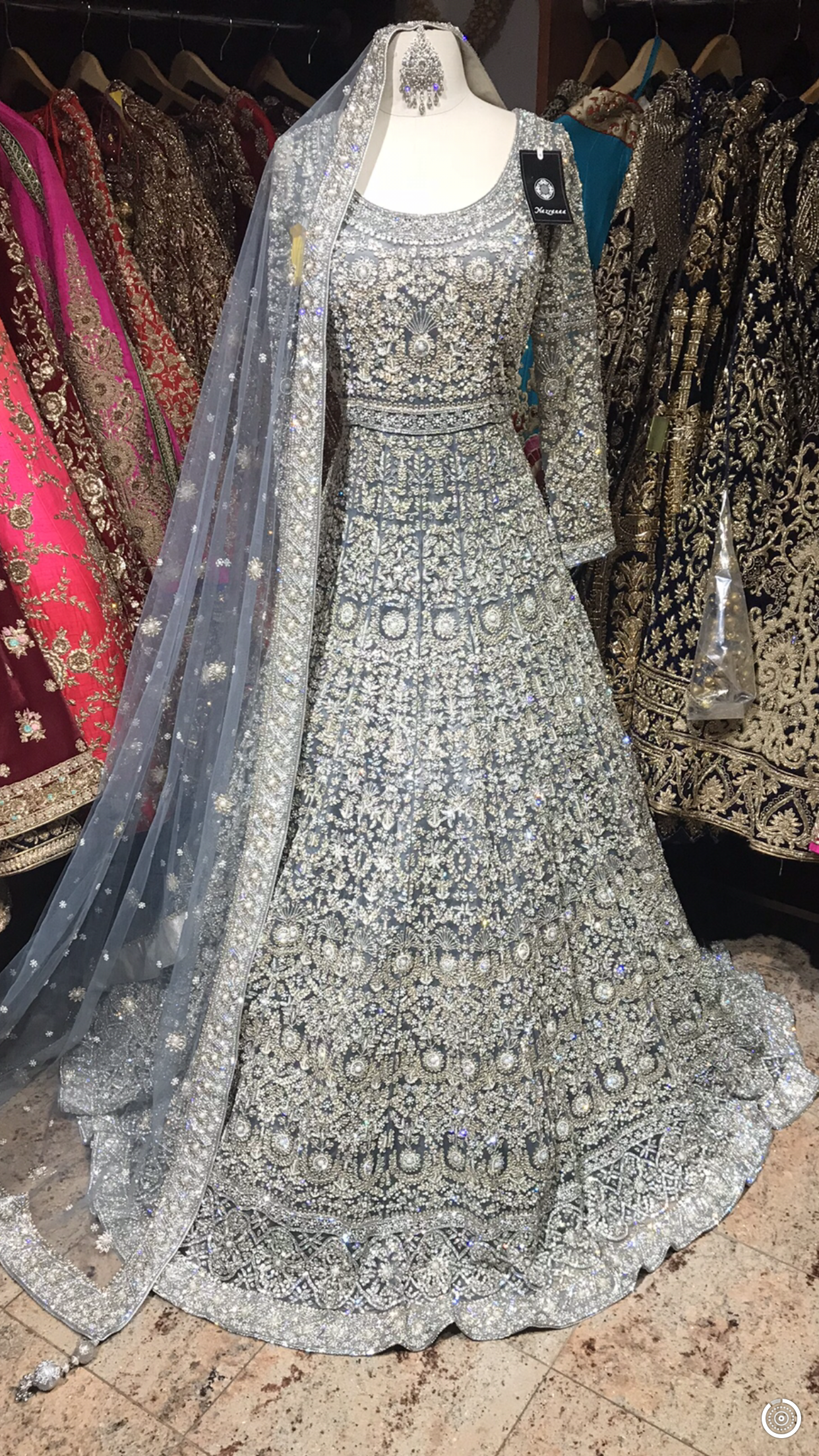Grey Zardozi Embroidered Gown Nazranaa Grey Zardozi Embroidered Gown Nazranaa