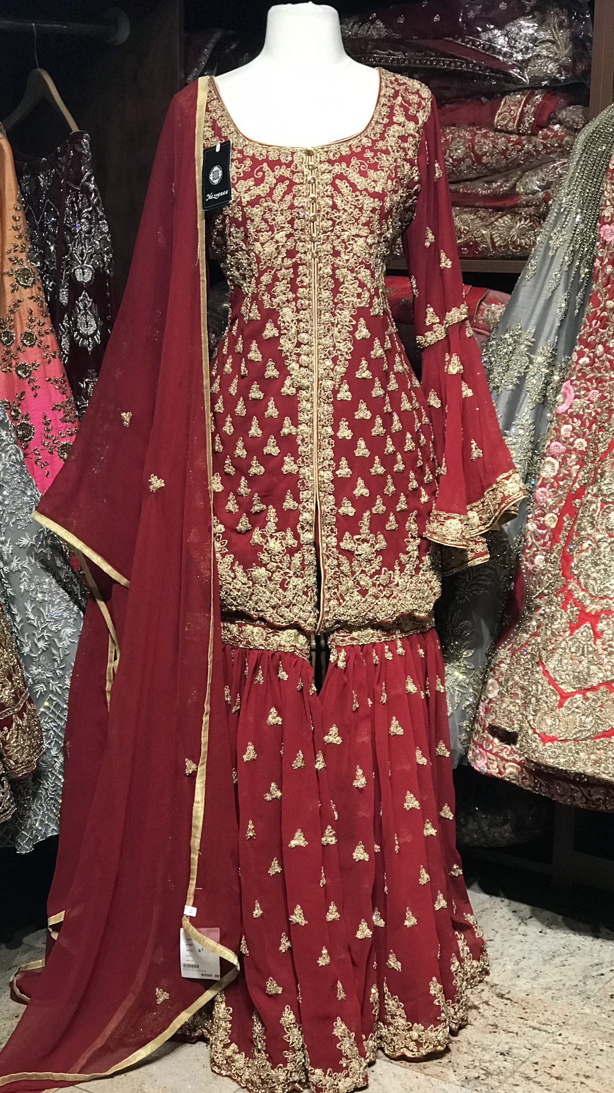 Red Size 38 Bridal Gharara – Nazranaa