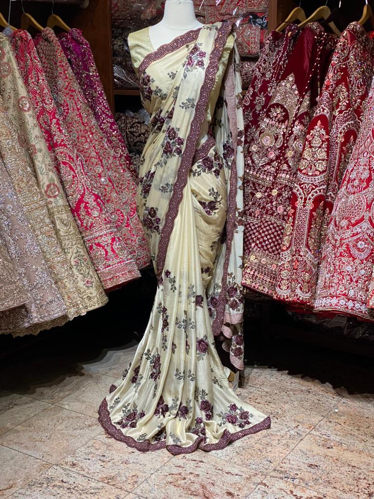 Buff Cream Crepe Saree