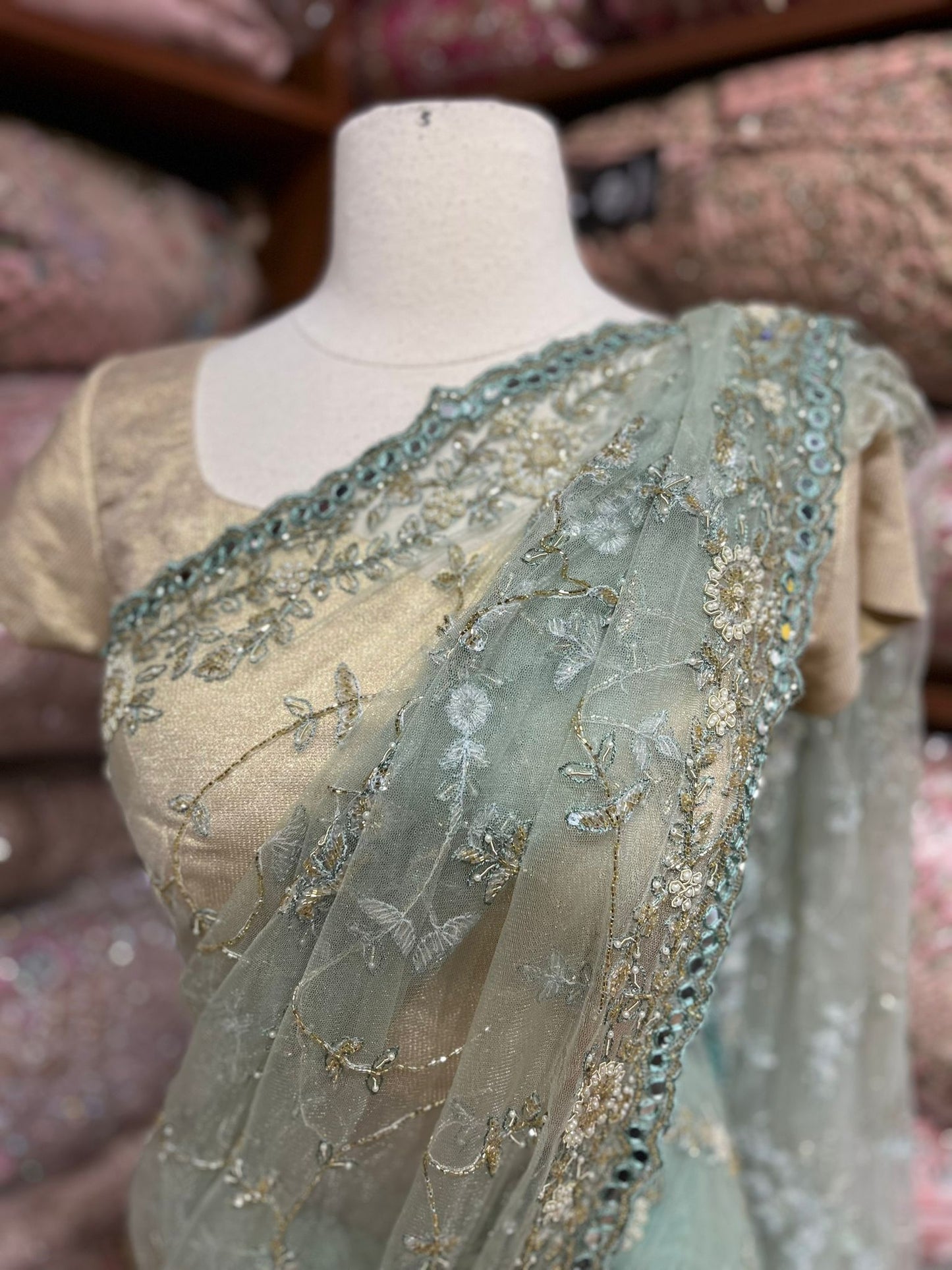 Mint Green Saree PWS-177