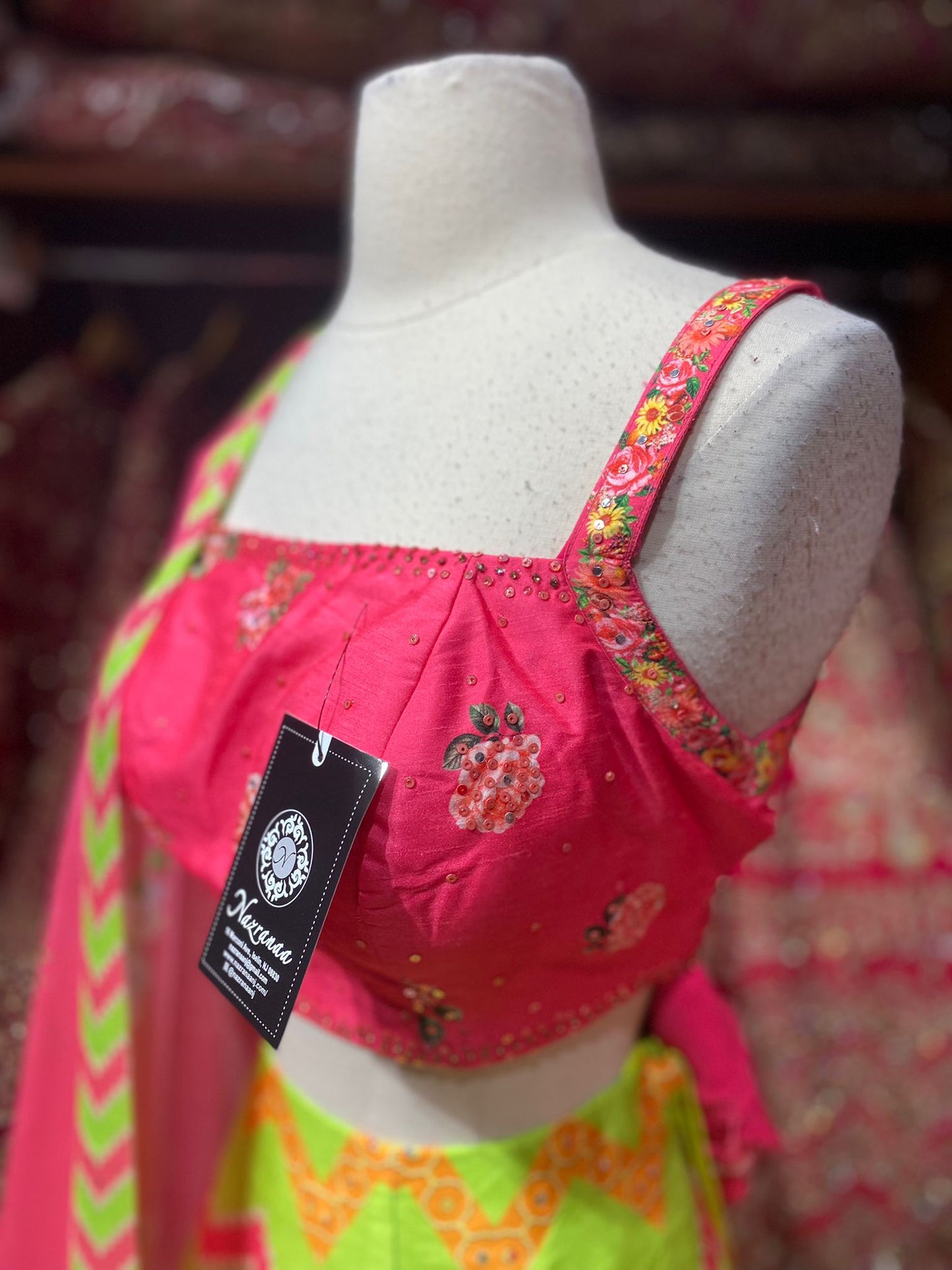 Neon Green Stripes New Era Party Wear Collection PWL-458