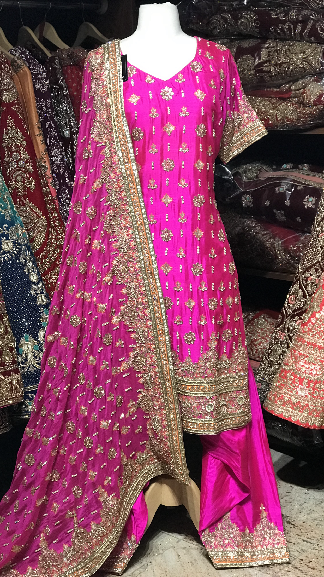 Hot Pink Size 38 Punjabi Suit – Nazranaa