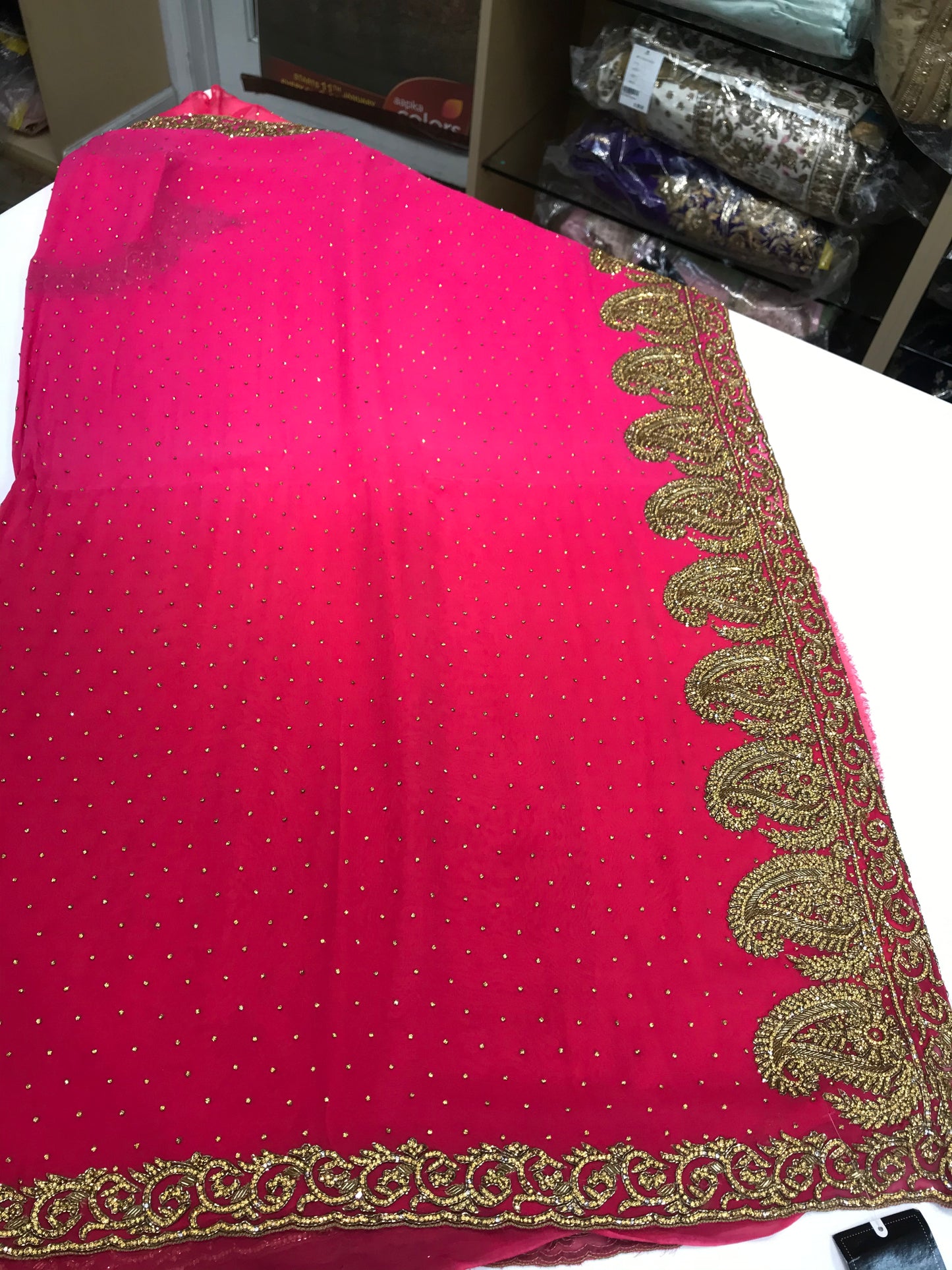 Pink Stonework Saree