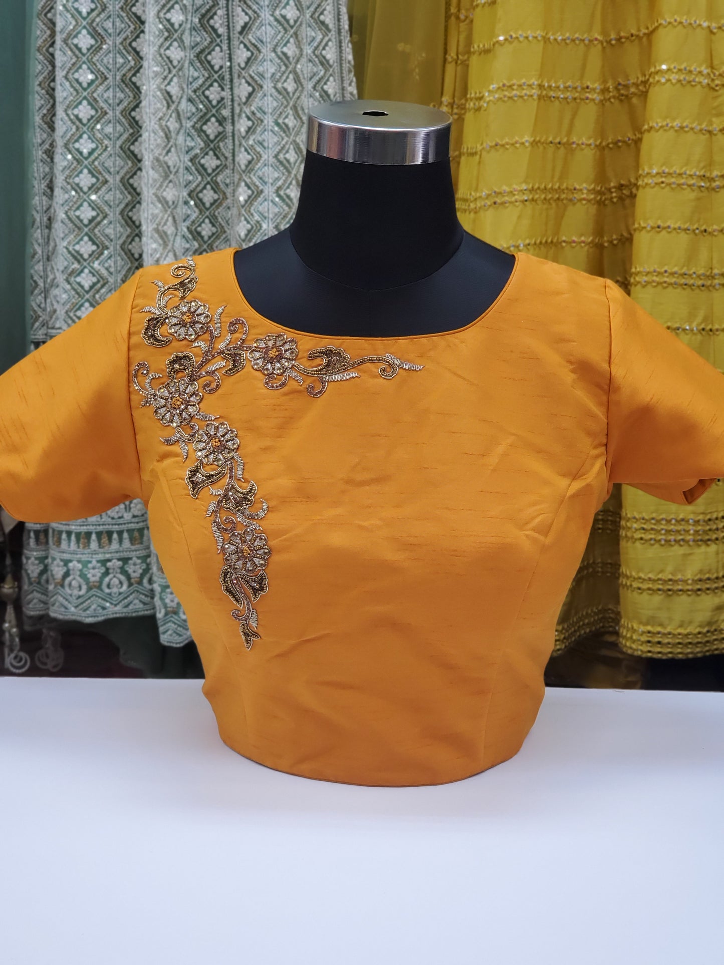 Fancy Raw Silk Stone Work Blouse R1S23