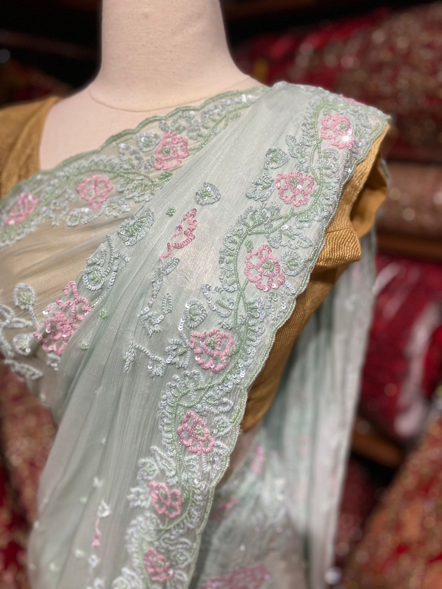 Mint Green Saree PWS-156