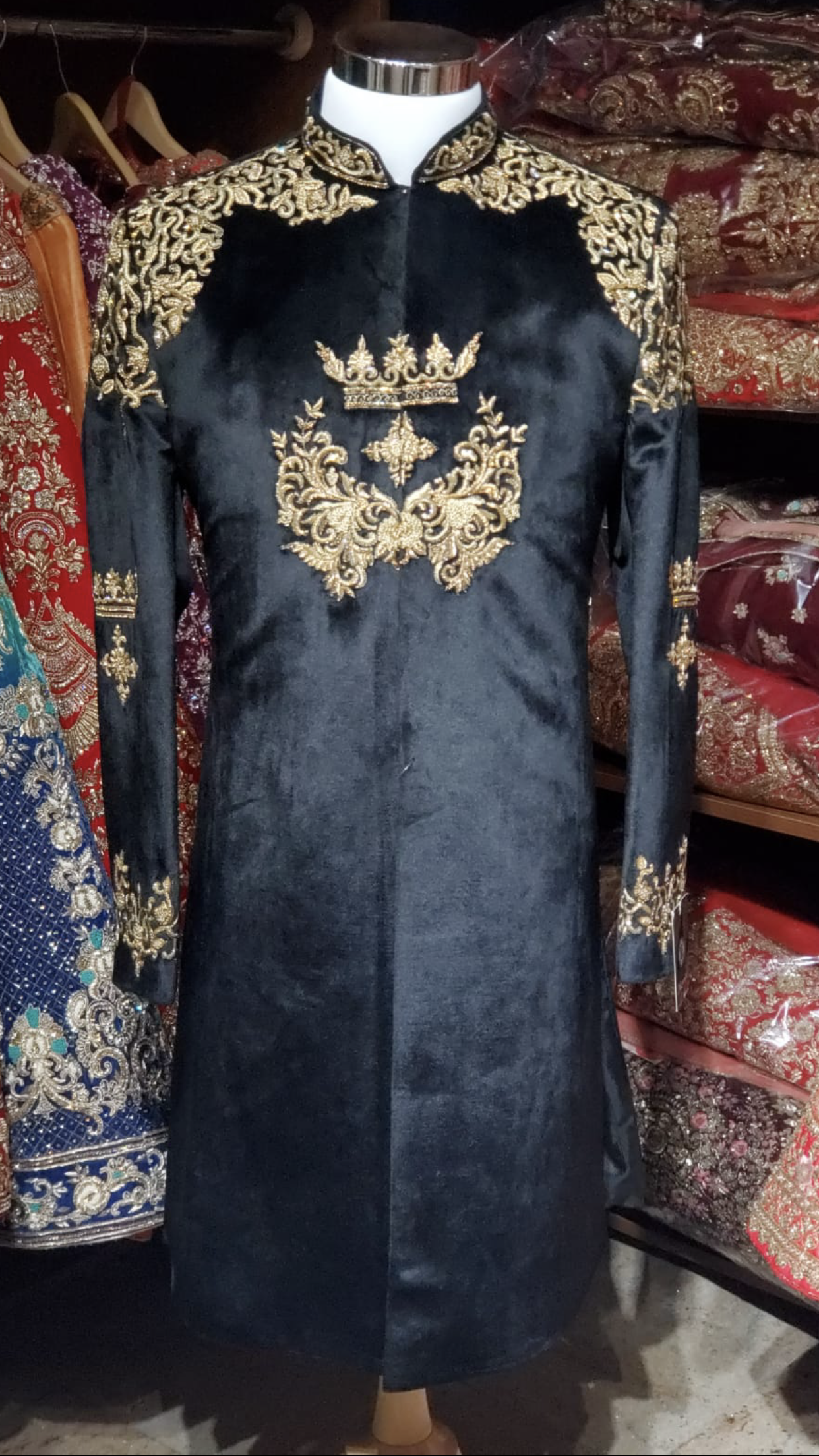 Black Velvet Sherwani