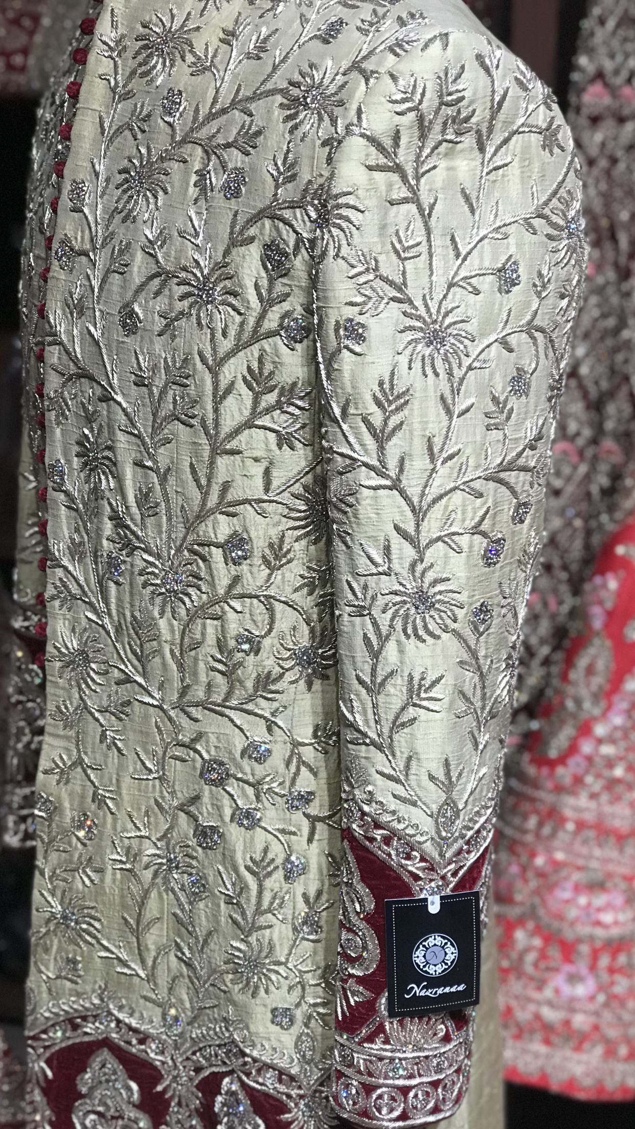 Gold Red Anarkali Sherwani