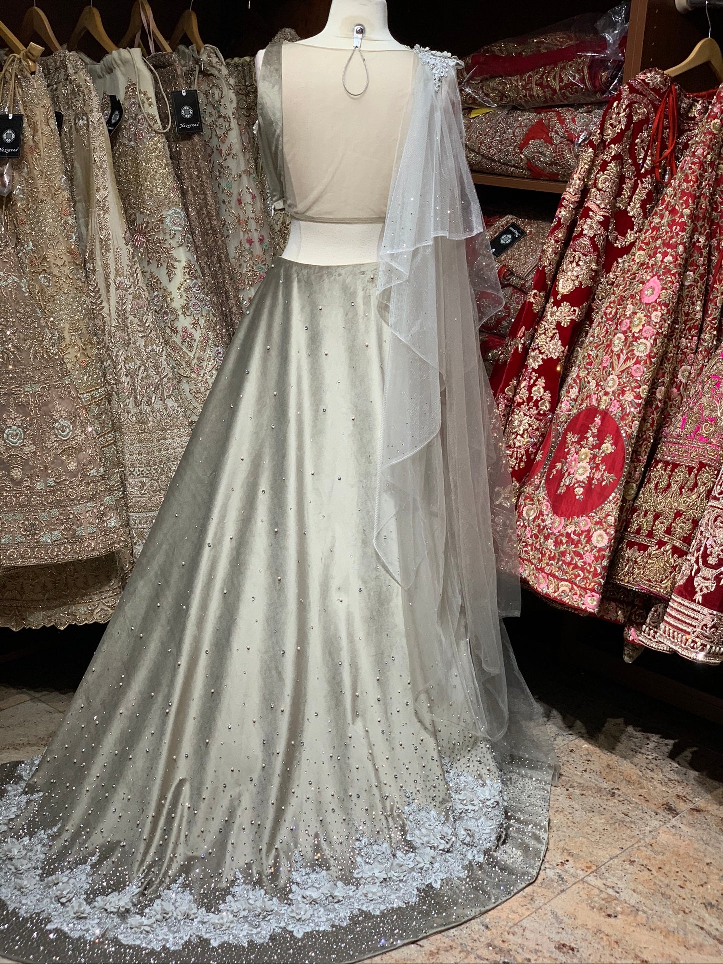 Metal Grey Party Wear Lehenga PWL-020