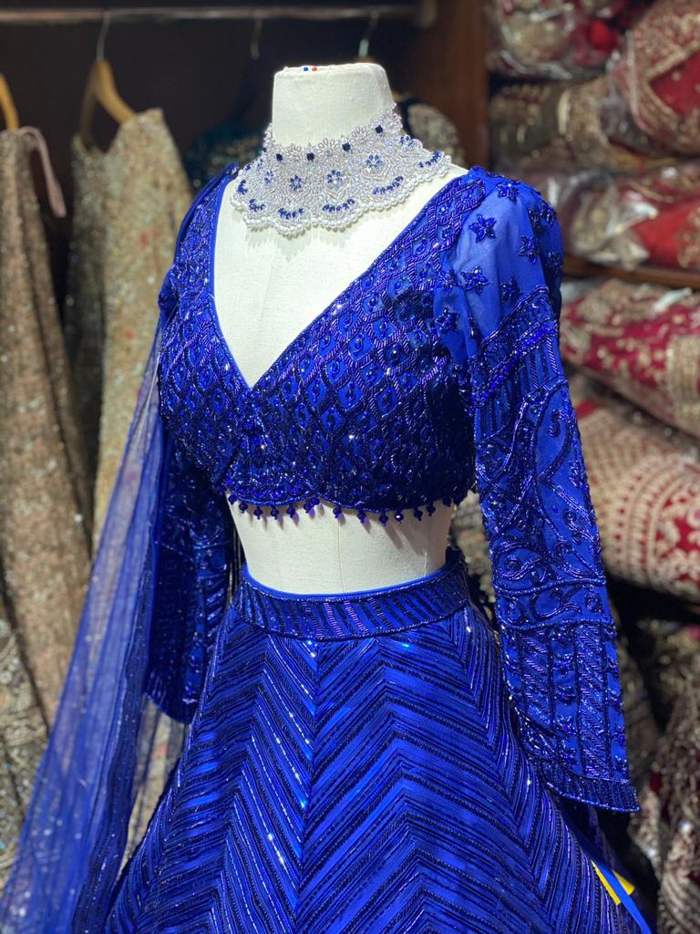 Dazzling Egyptian Blue Bridal Wear Lehenga BWL-077