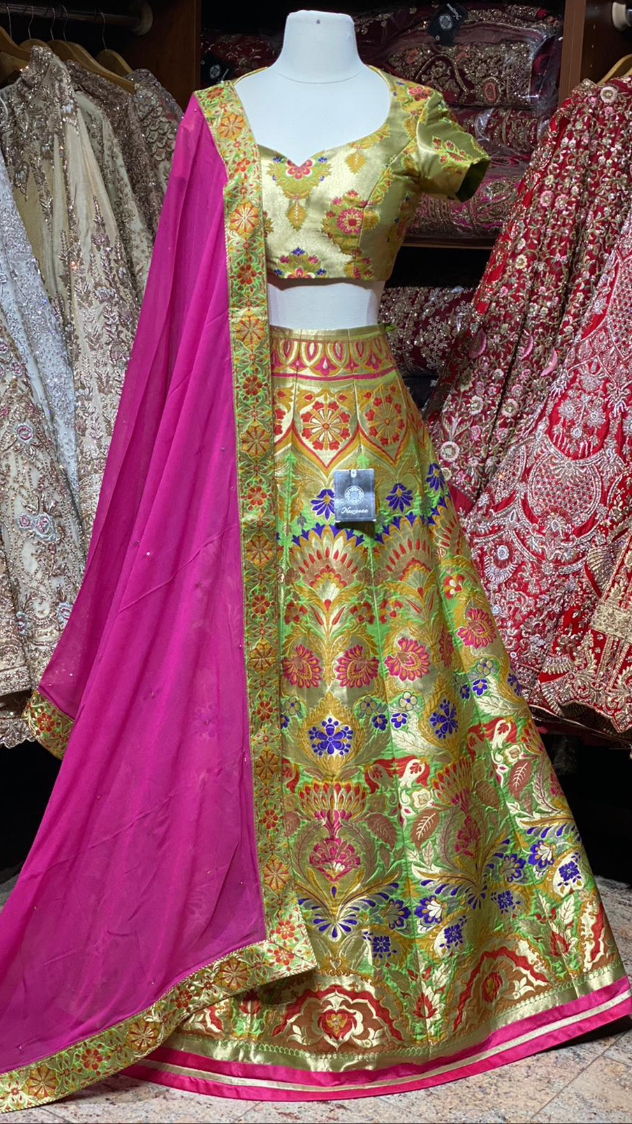 Olive Green Banarasi Lehenga PWL-005