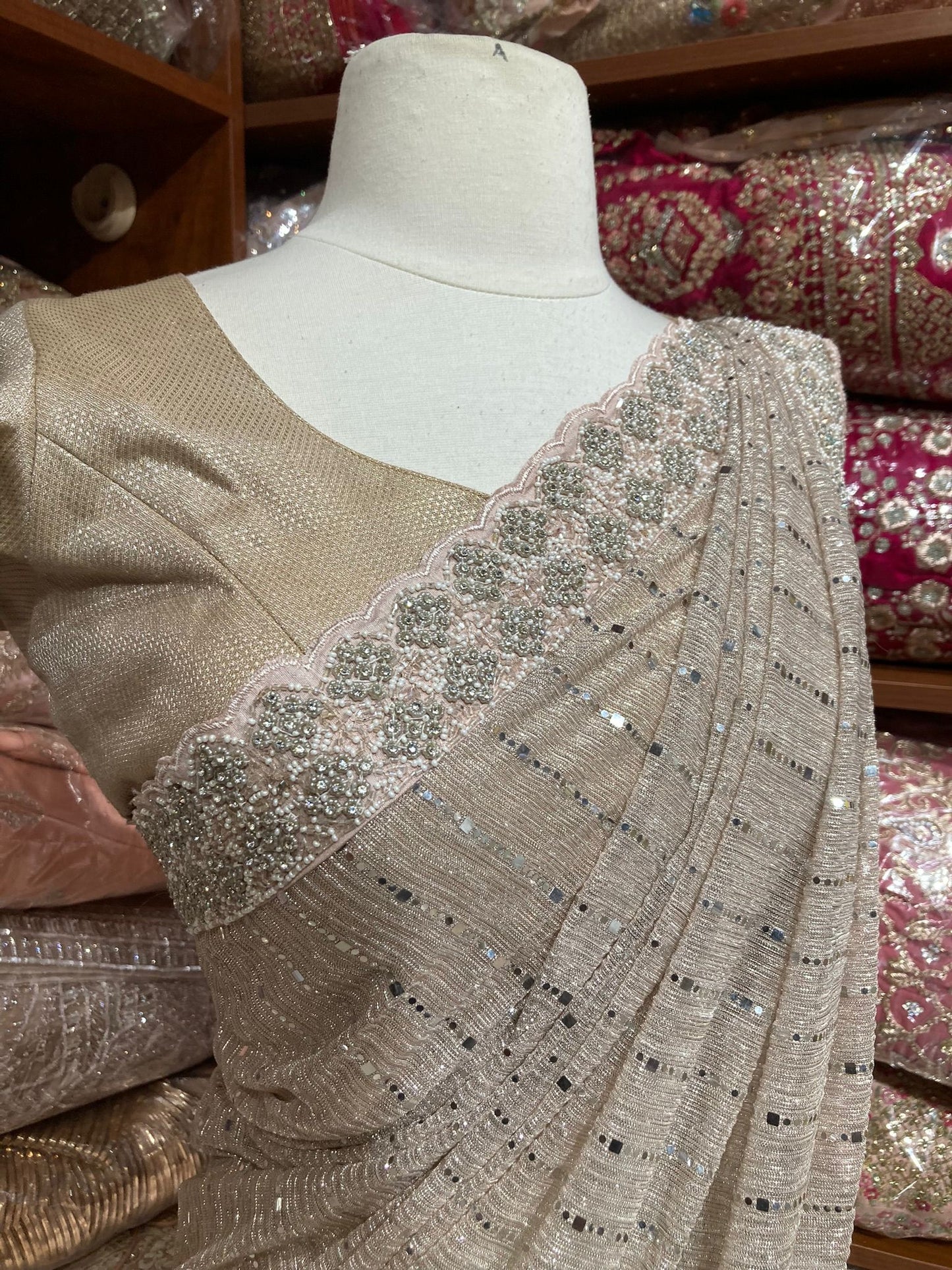 Walnut Cream Saree PWS-186