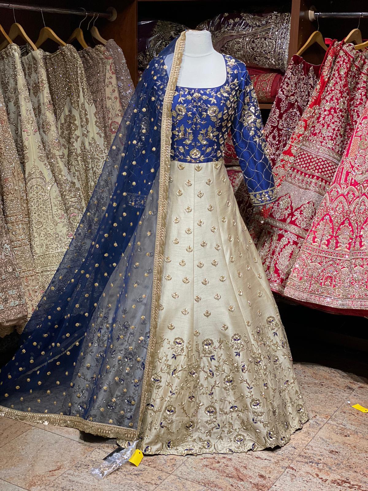 Navy Blue and Gold Size 38 Gown PWG-002