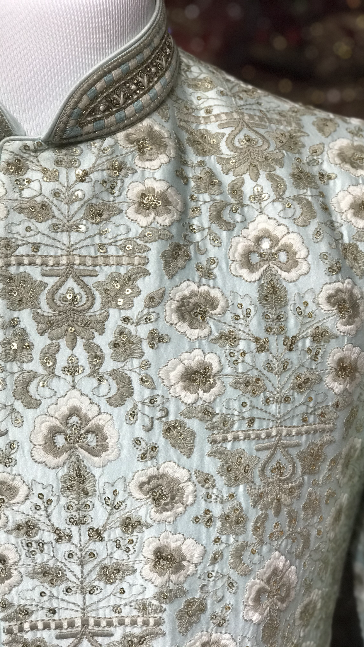 Light Blue Floral Sherwani