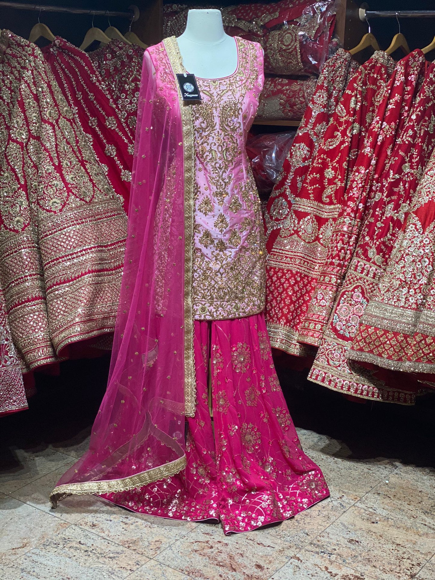 Flamingo Pink Party Wear Suit Collection PWS-067
