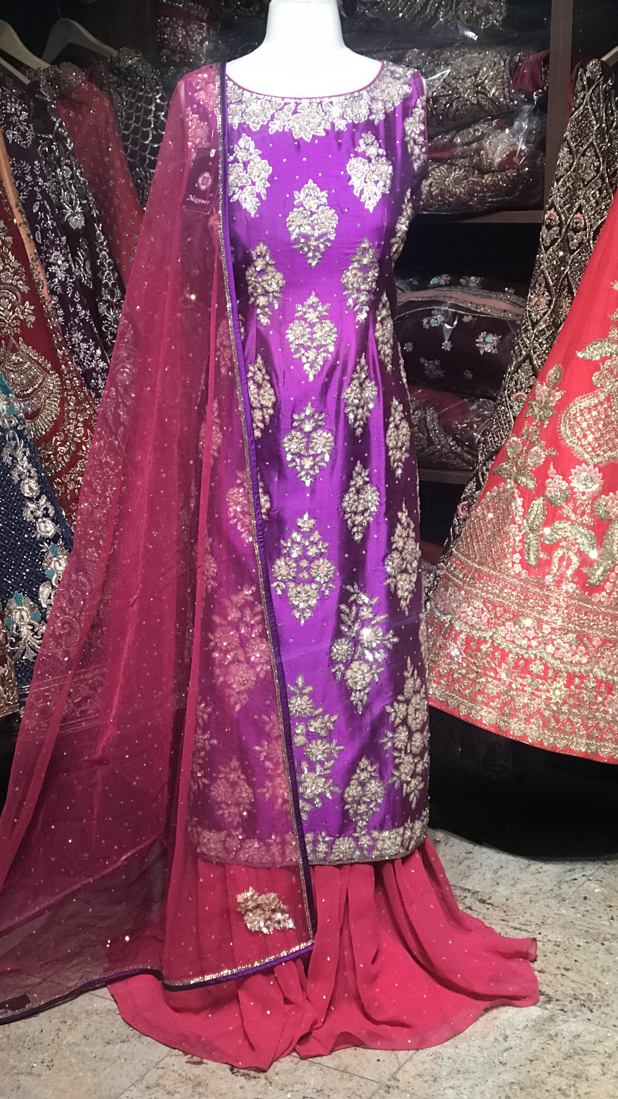 Purple Pink Size 40 Heavy Gharara Suit