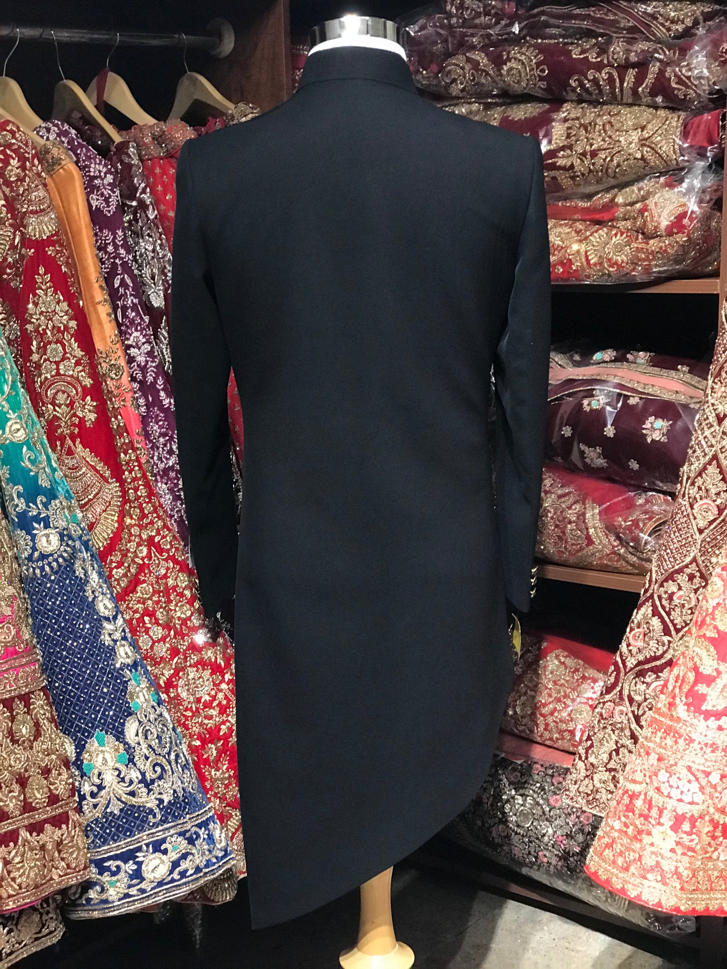 Black Asymetric Sherwani