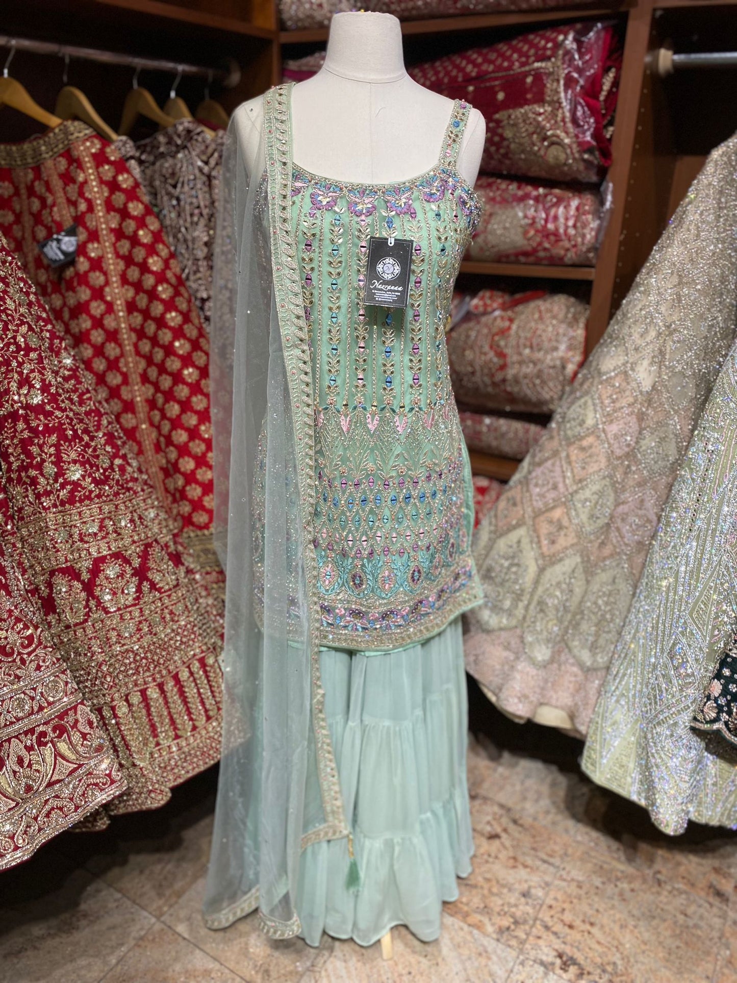 Sage Green Party Wear Suit Collection PWS-130
