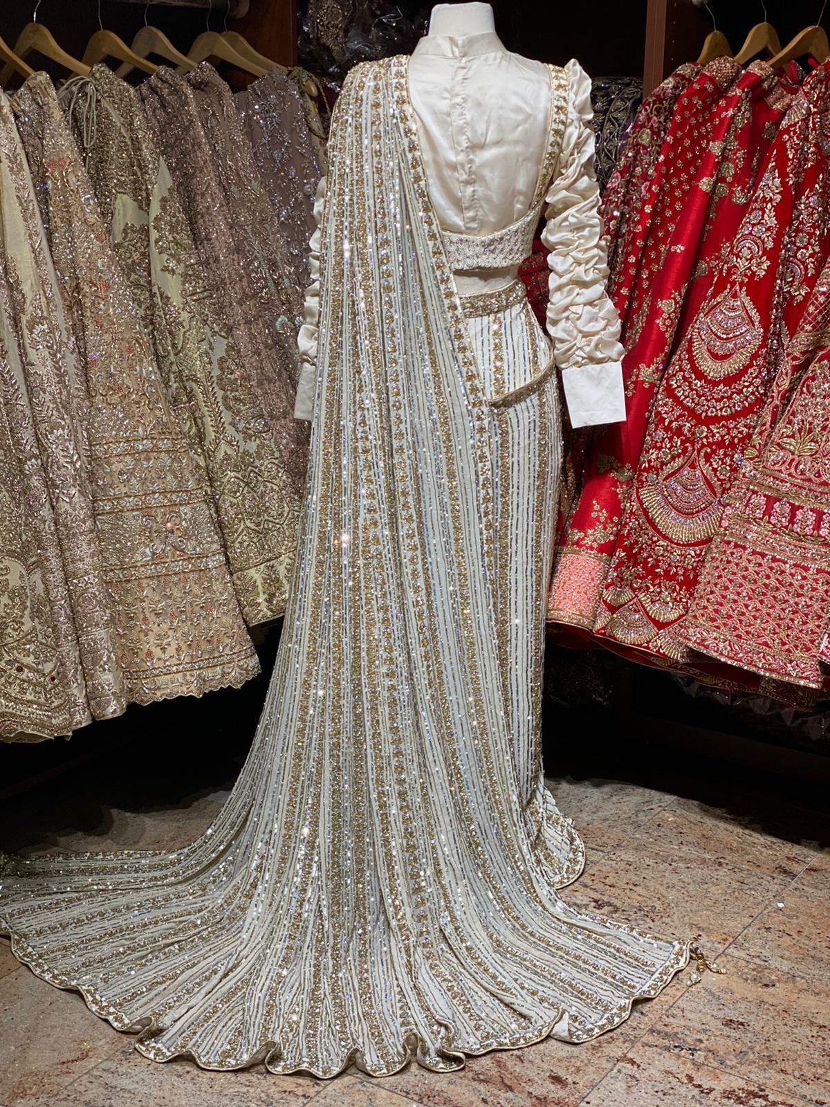 White Sequin Saree W/ Readymade Blouse PWS-027