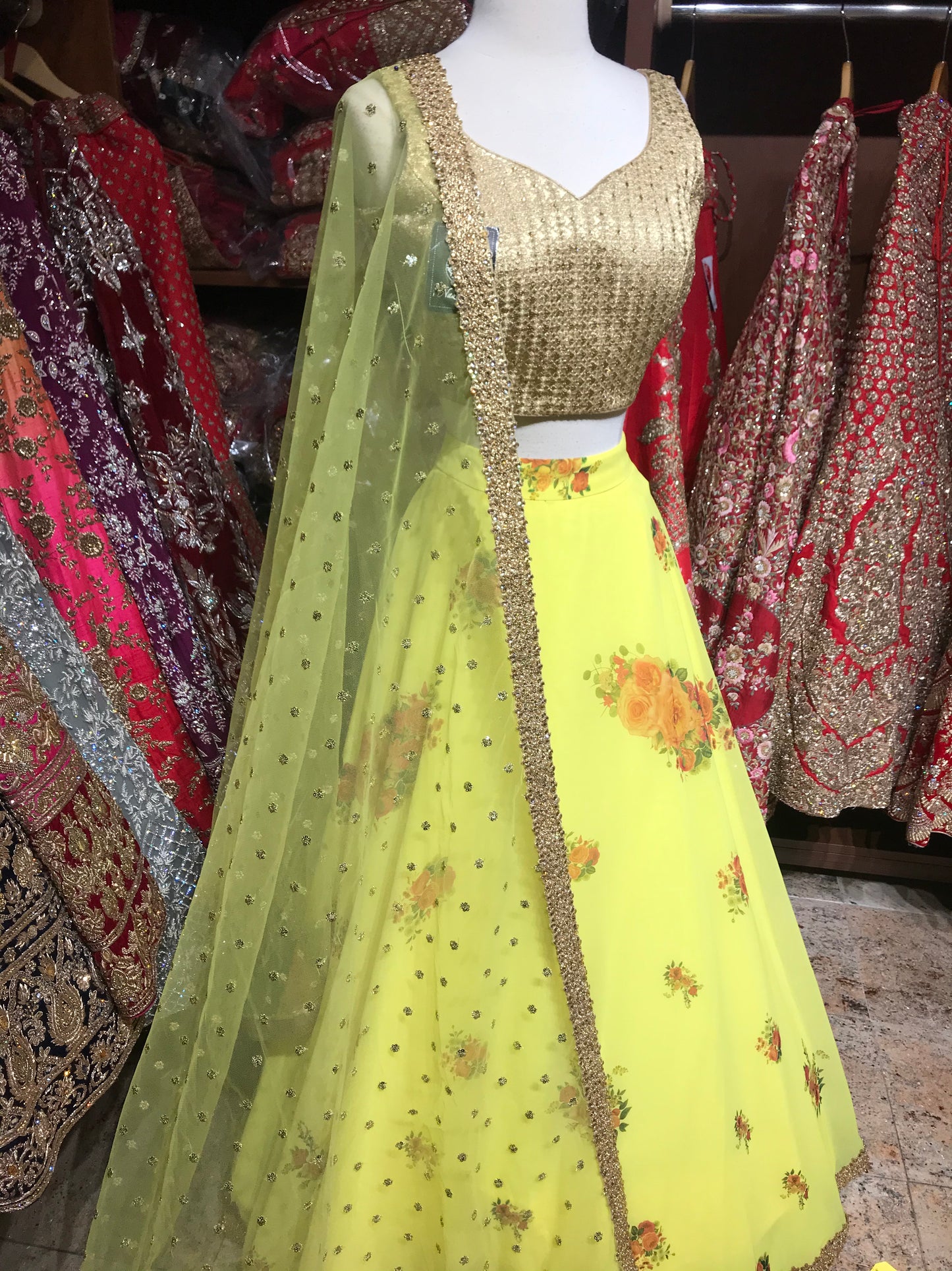 Yellow Size 38 Floral Lehenga