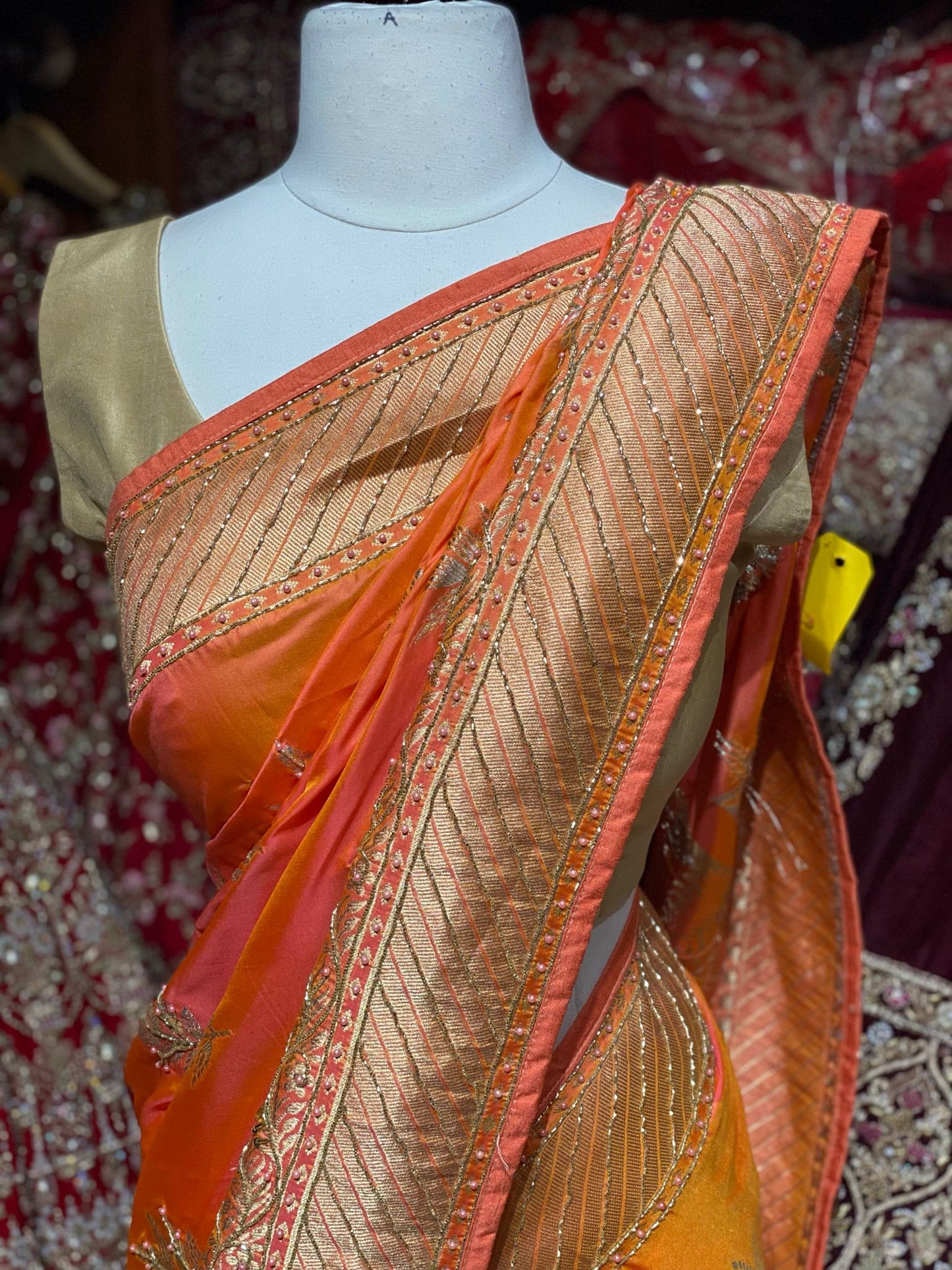 Neon Orange Saree PWS-126