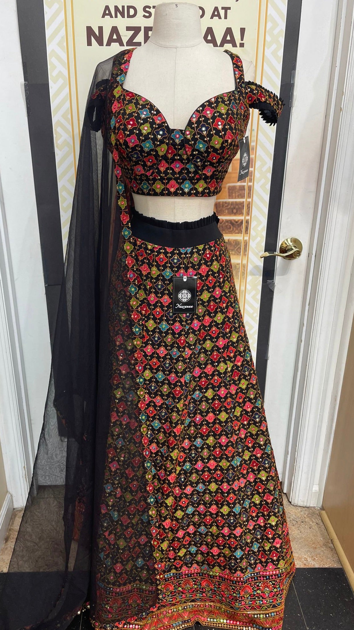 Black Multi Embroidery Lehenga - 003