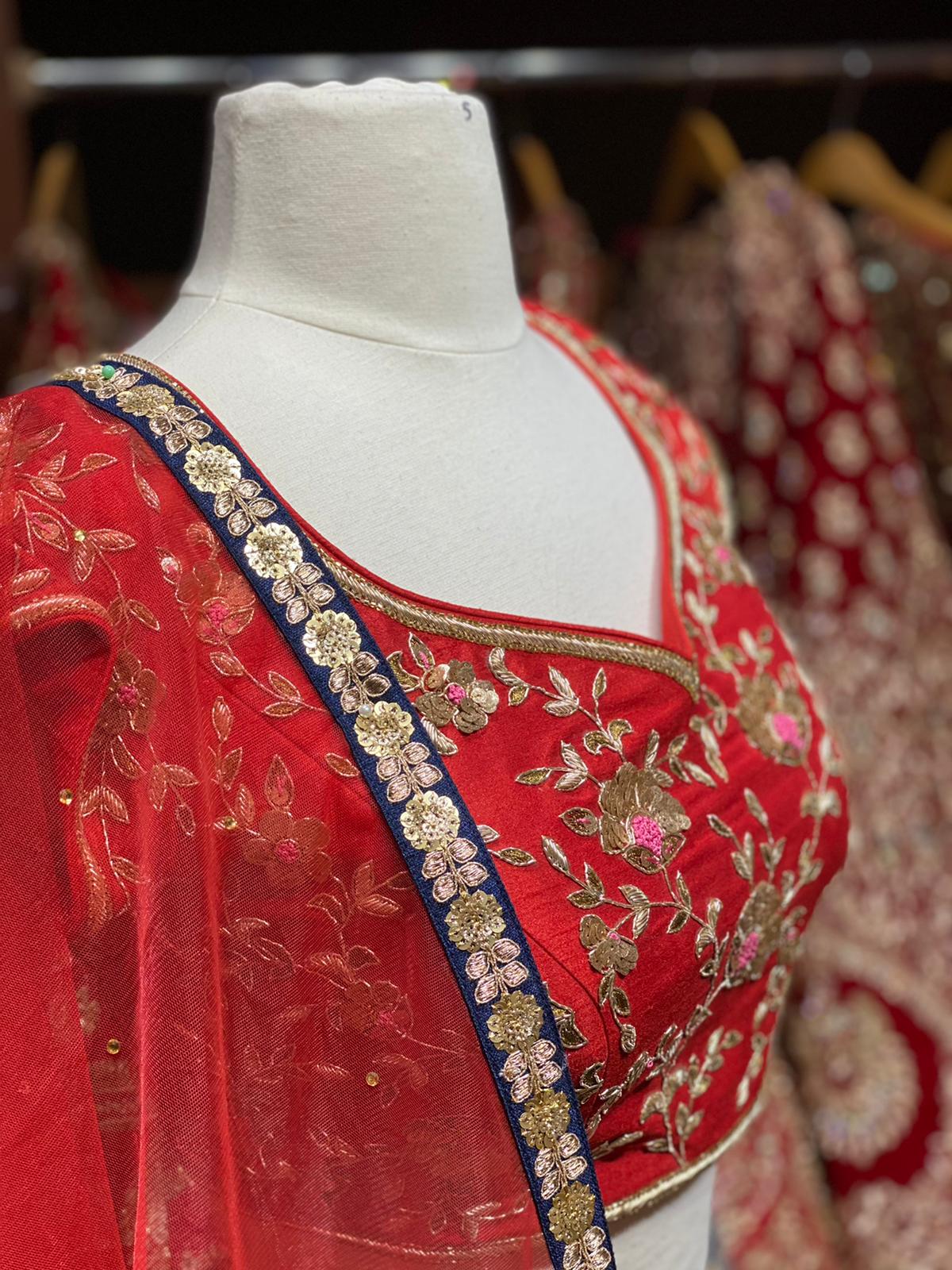 Blue & Red Party Wear Lehenga PWL-112