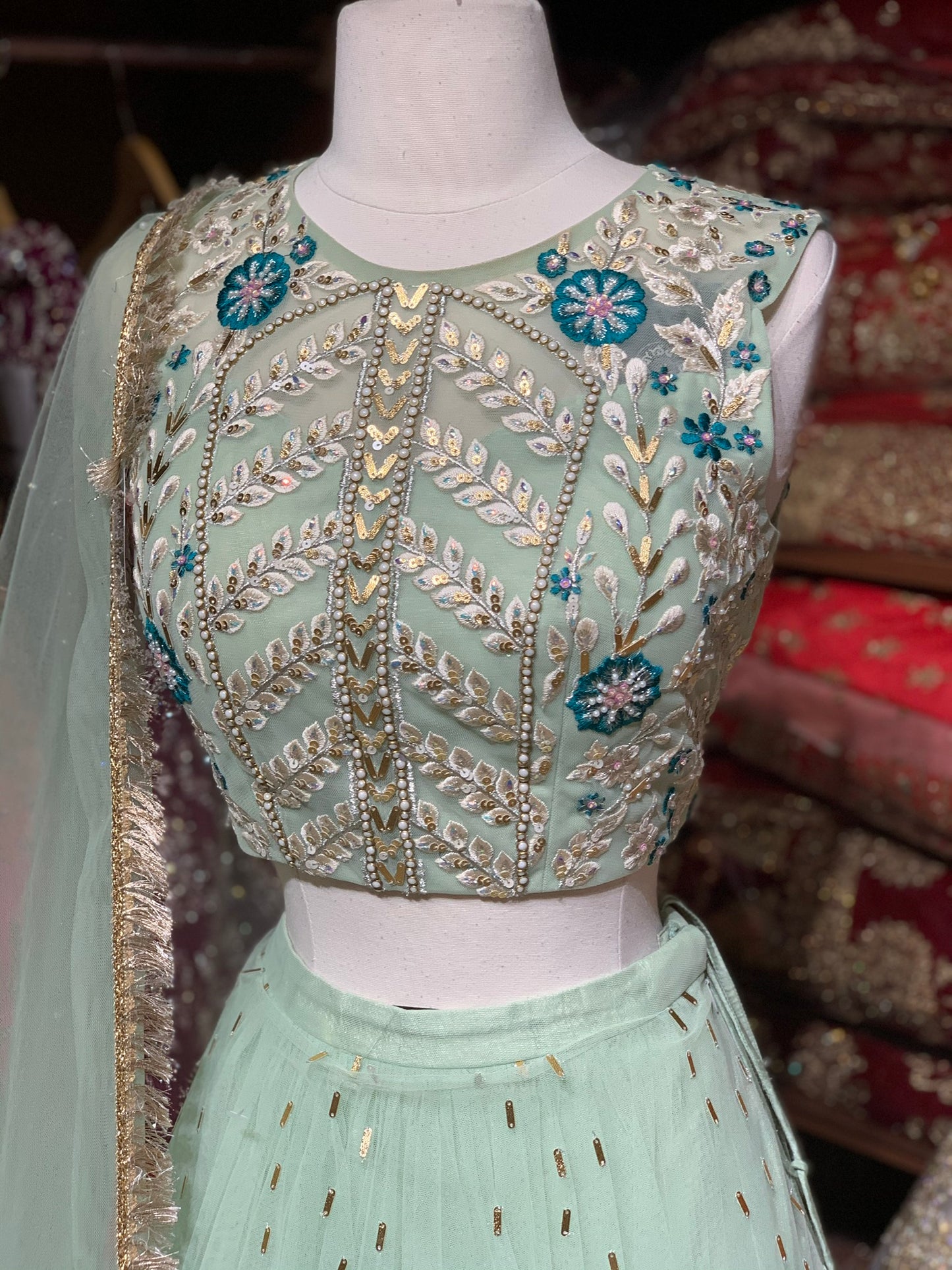 Mint Size 38 Tulle Lehenga