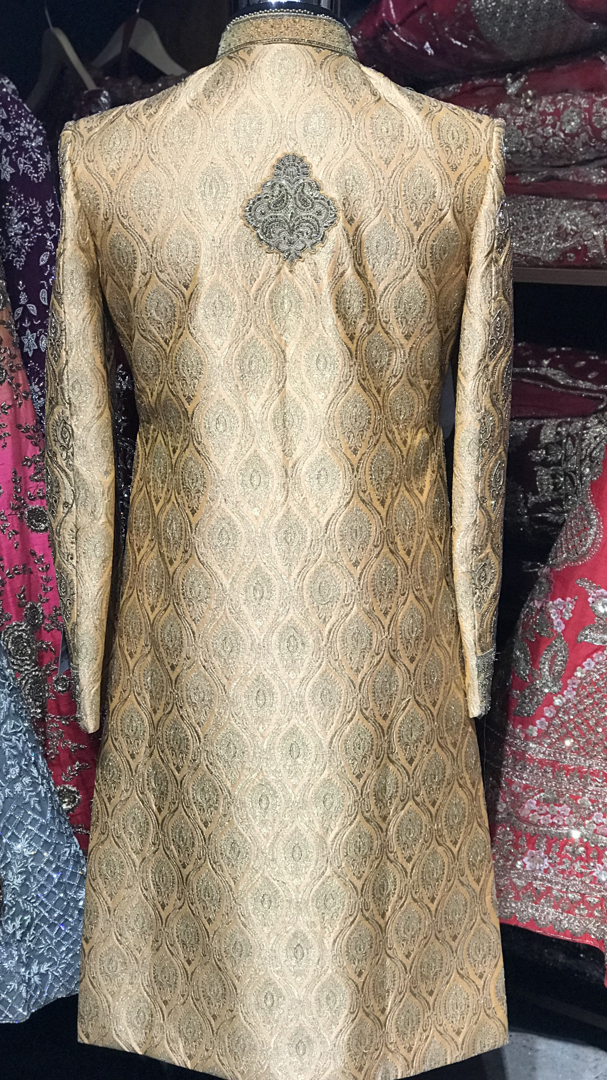 Peach Brocade Sherwani