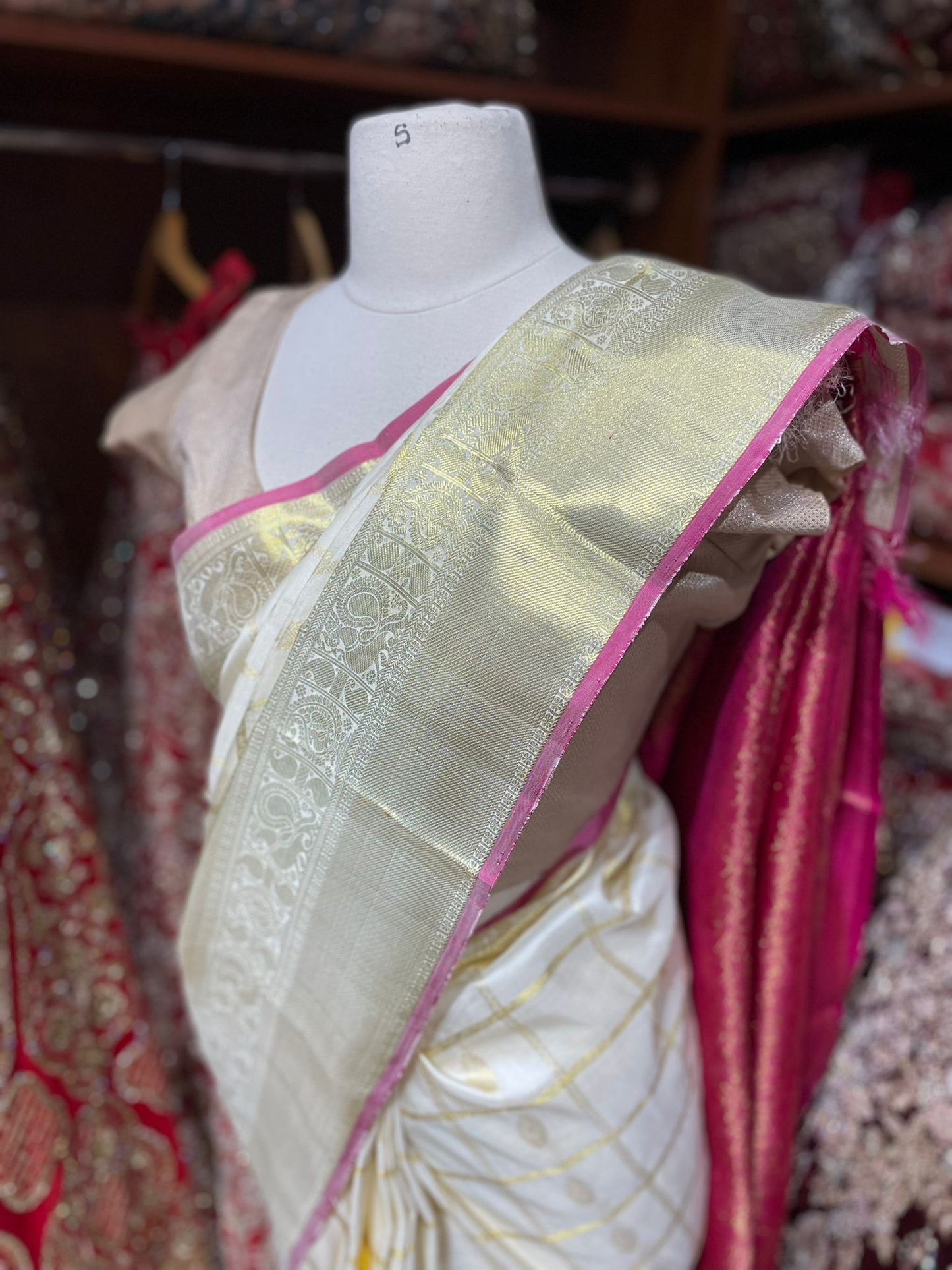 Vista White Pure Silk Kanjeevaram Saree PSK-014