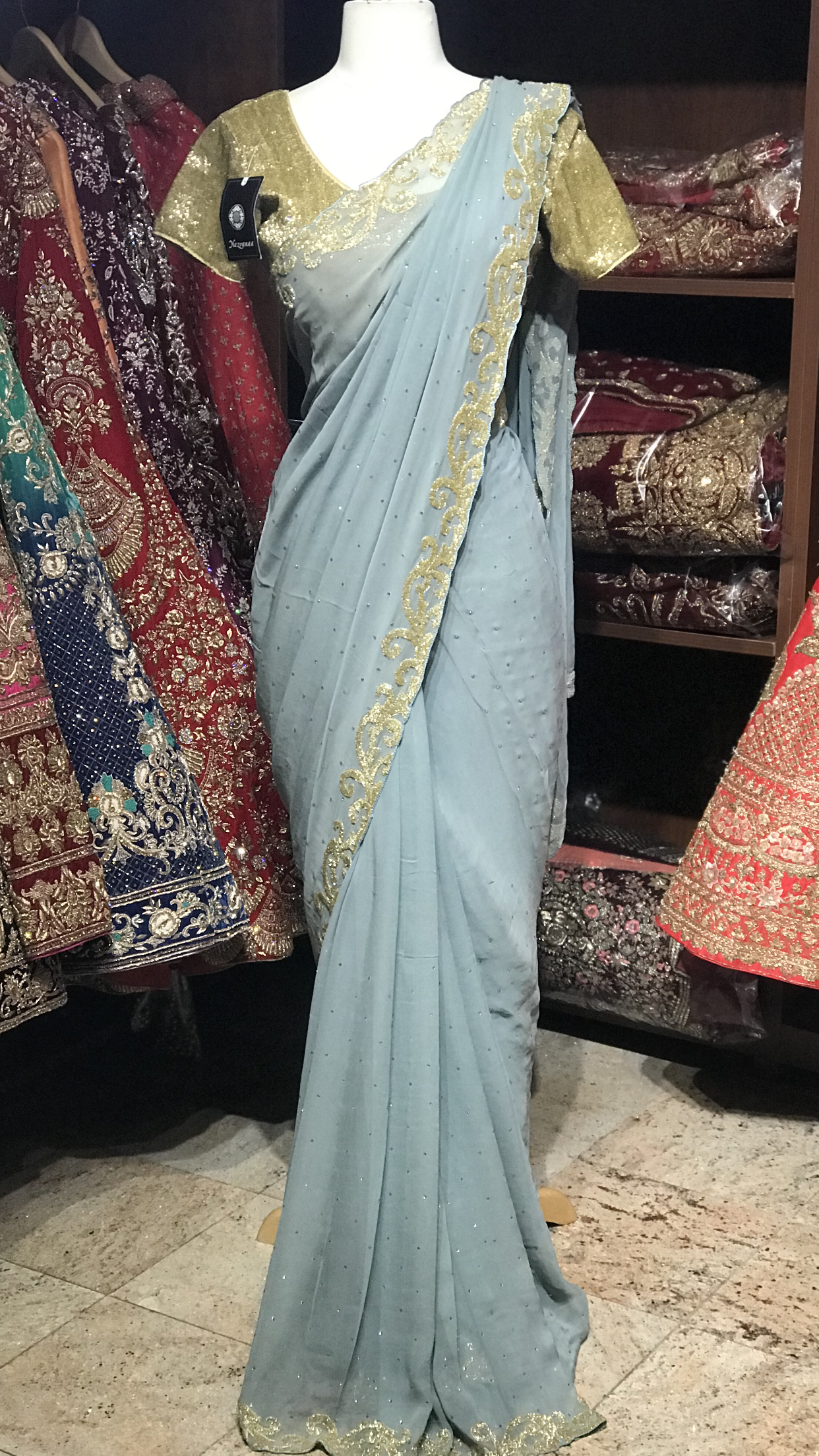 Sage Saree W/ Readymade Blouse