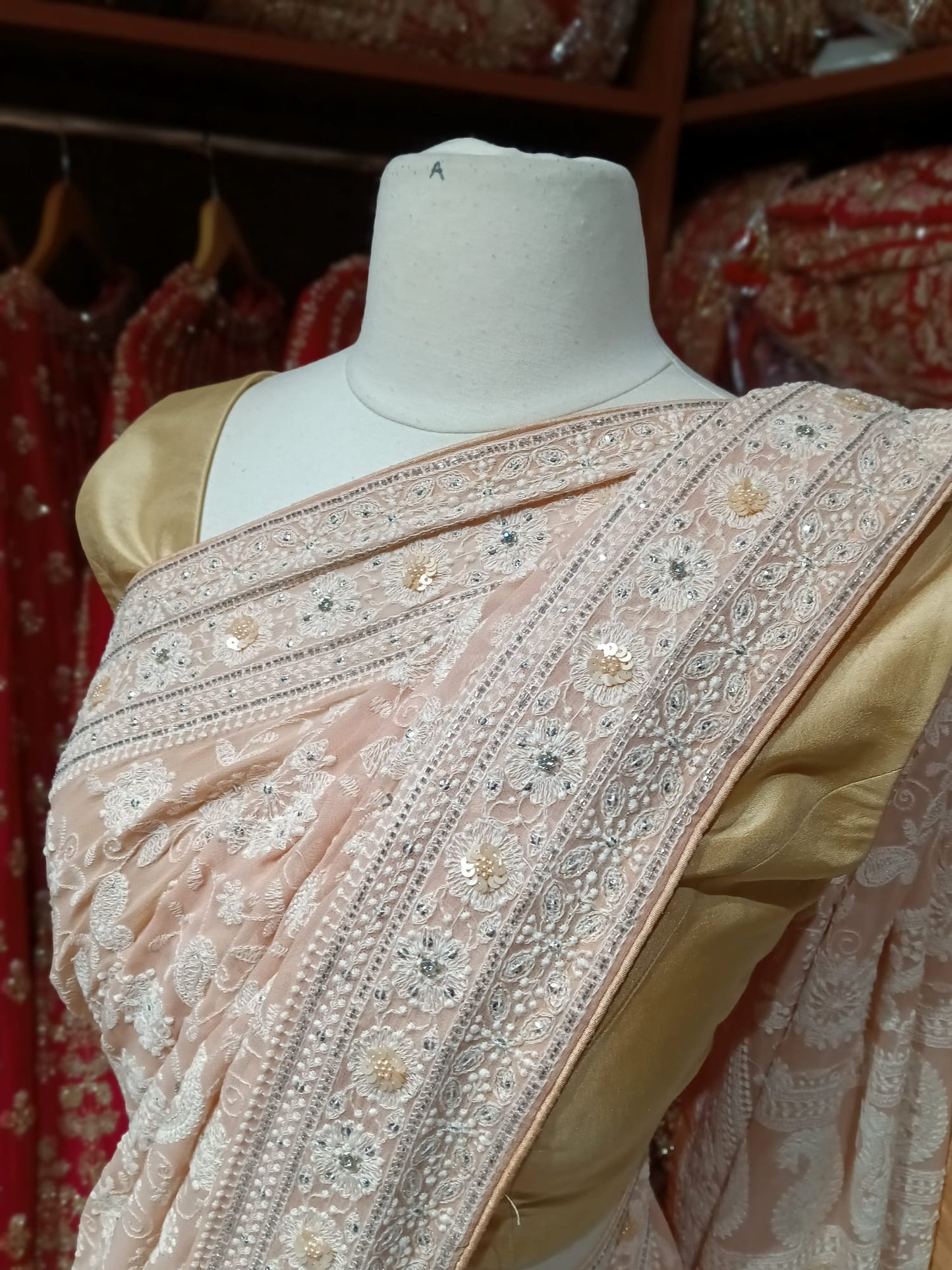 Salmon Peach Saree PWS-139