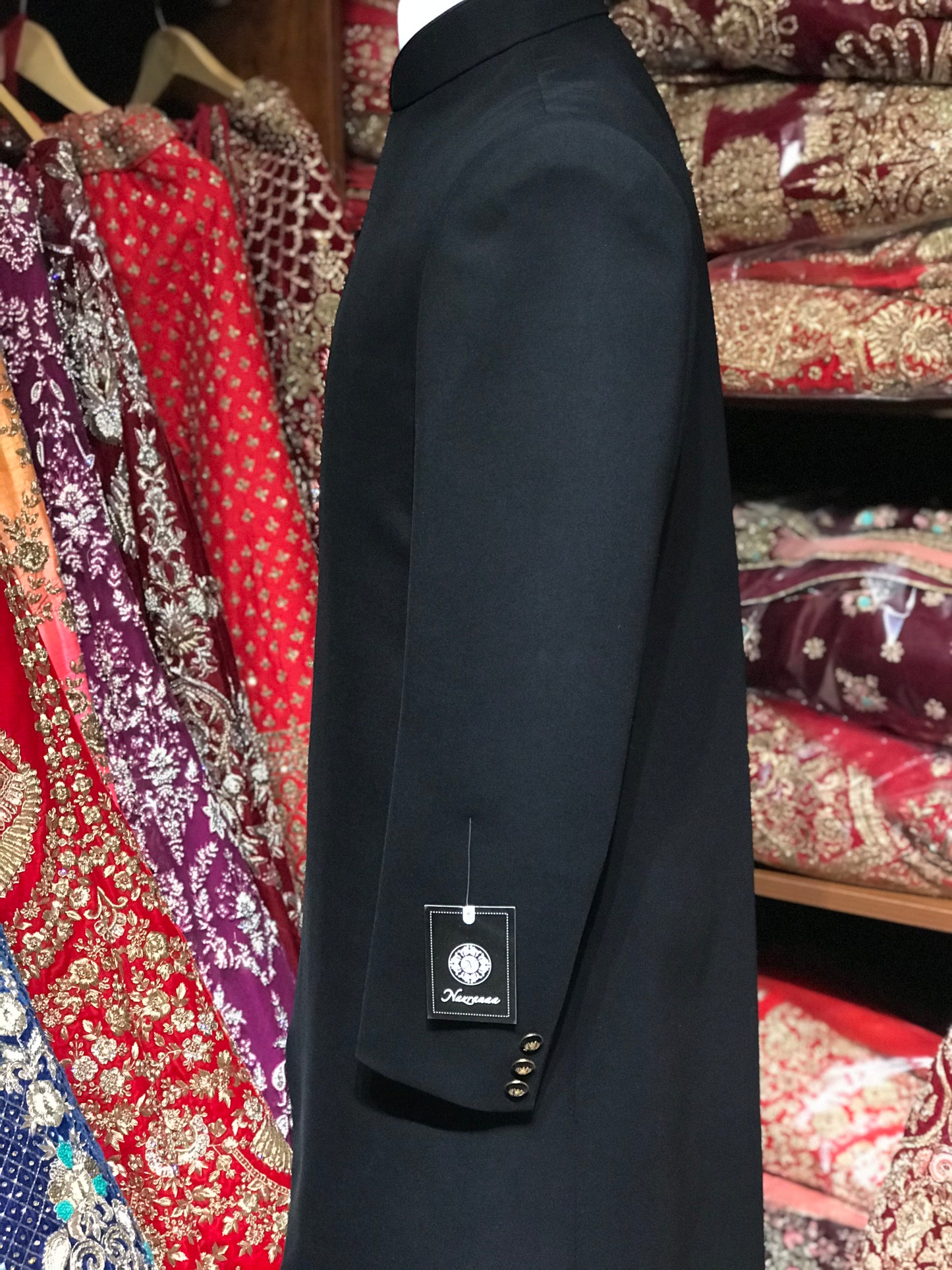 Black Asymetric Sherwani